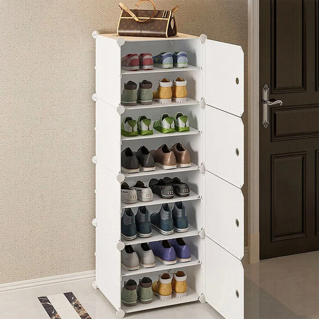 8-Tier Shoe Rack Cabinet with Umbrella Holder - Multi-Layer Storage Organizer for Entryway, Hallway, Bedroom view 3