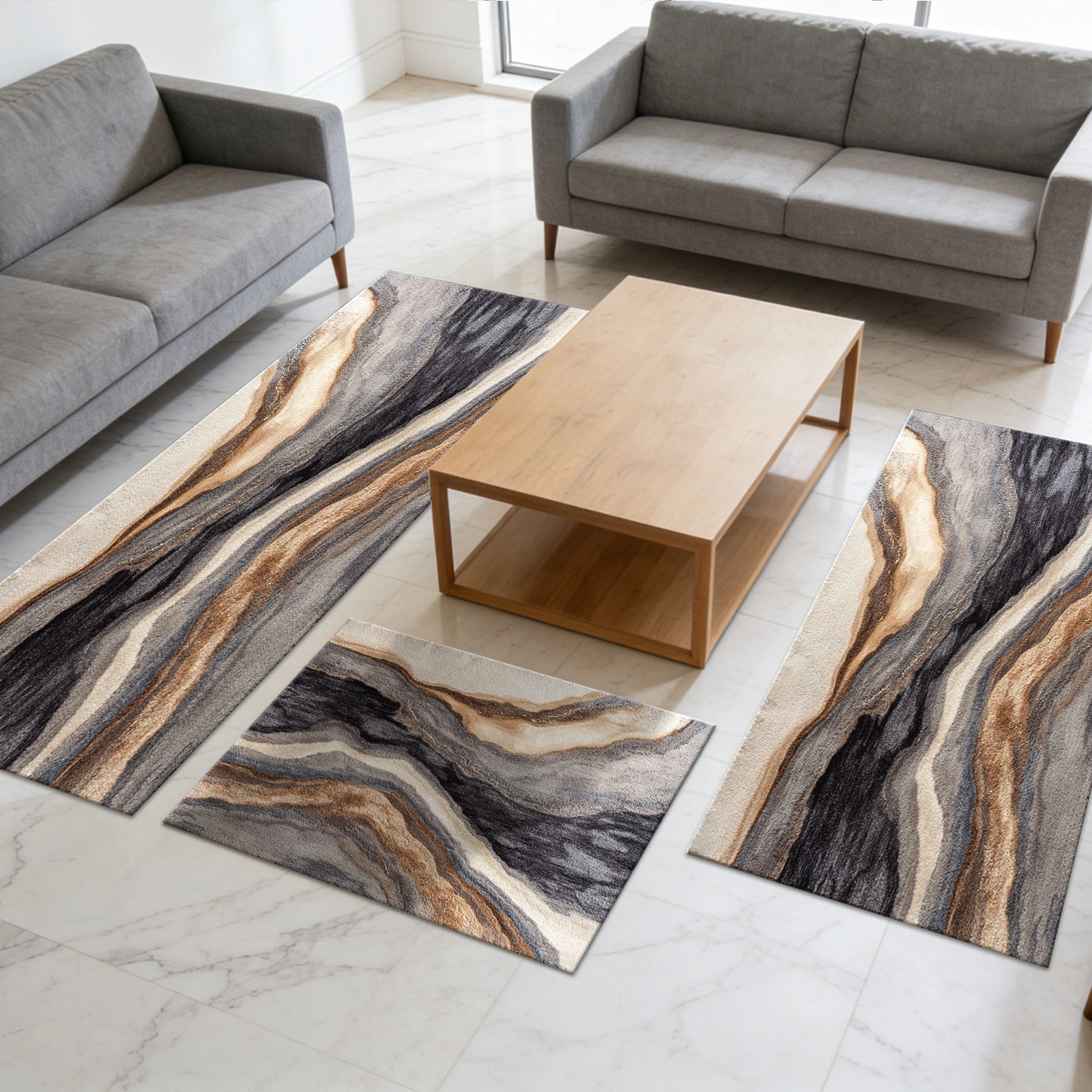 Three-piece kitchen rug set, non-slip and washable, abstract pattern kitchen hallway rug, soft and comfortable, suitable for sinks, floors, entrances, hallways and bathrooms. view 12