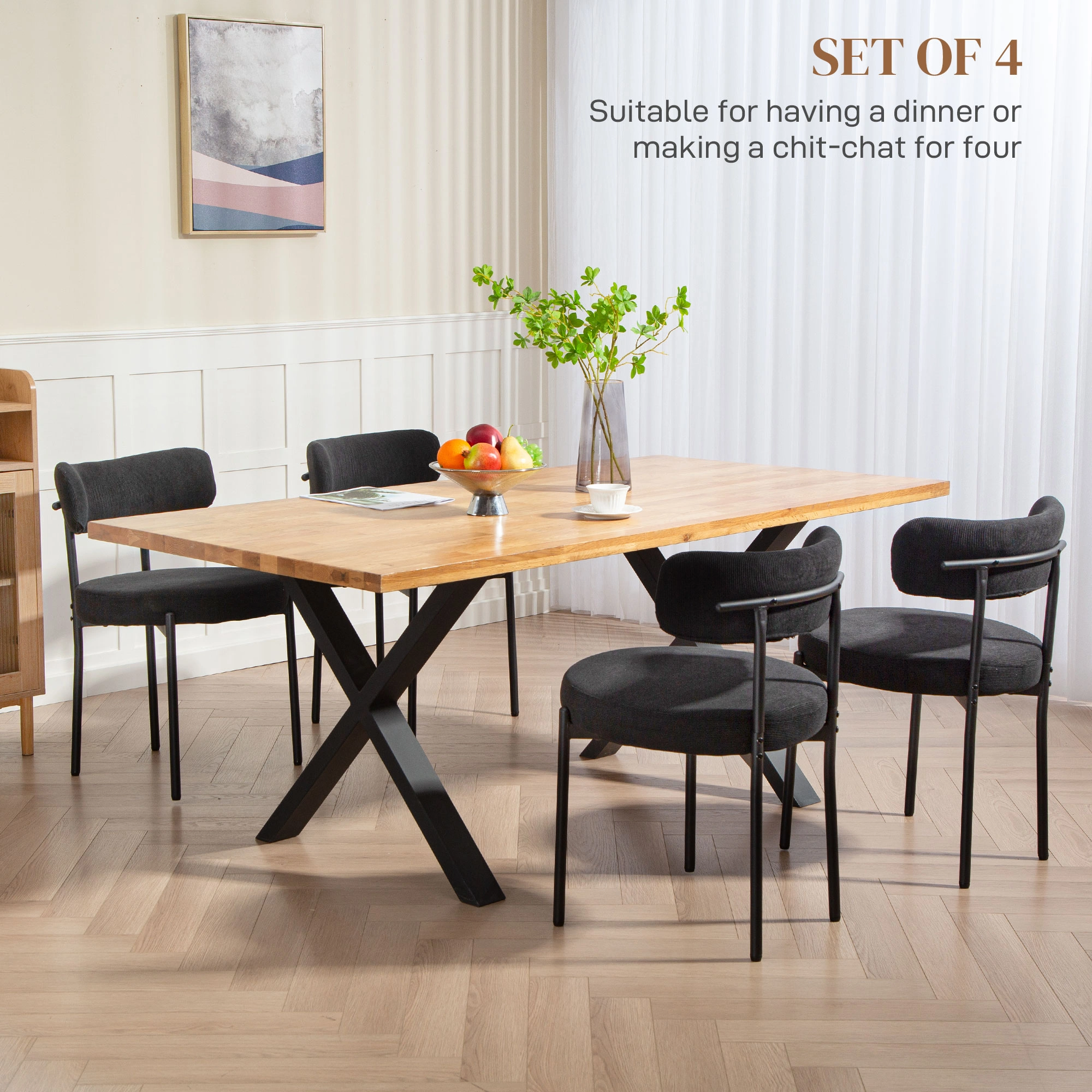 Set of 2 Accent Dining Chairs, Upholstered Fabric Seat, Sturdy Metal Frame, Space-Saving Design for Home