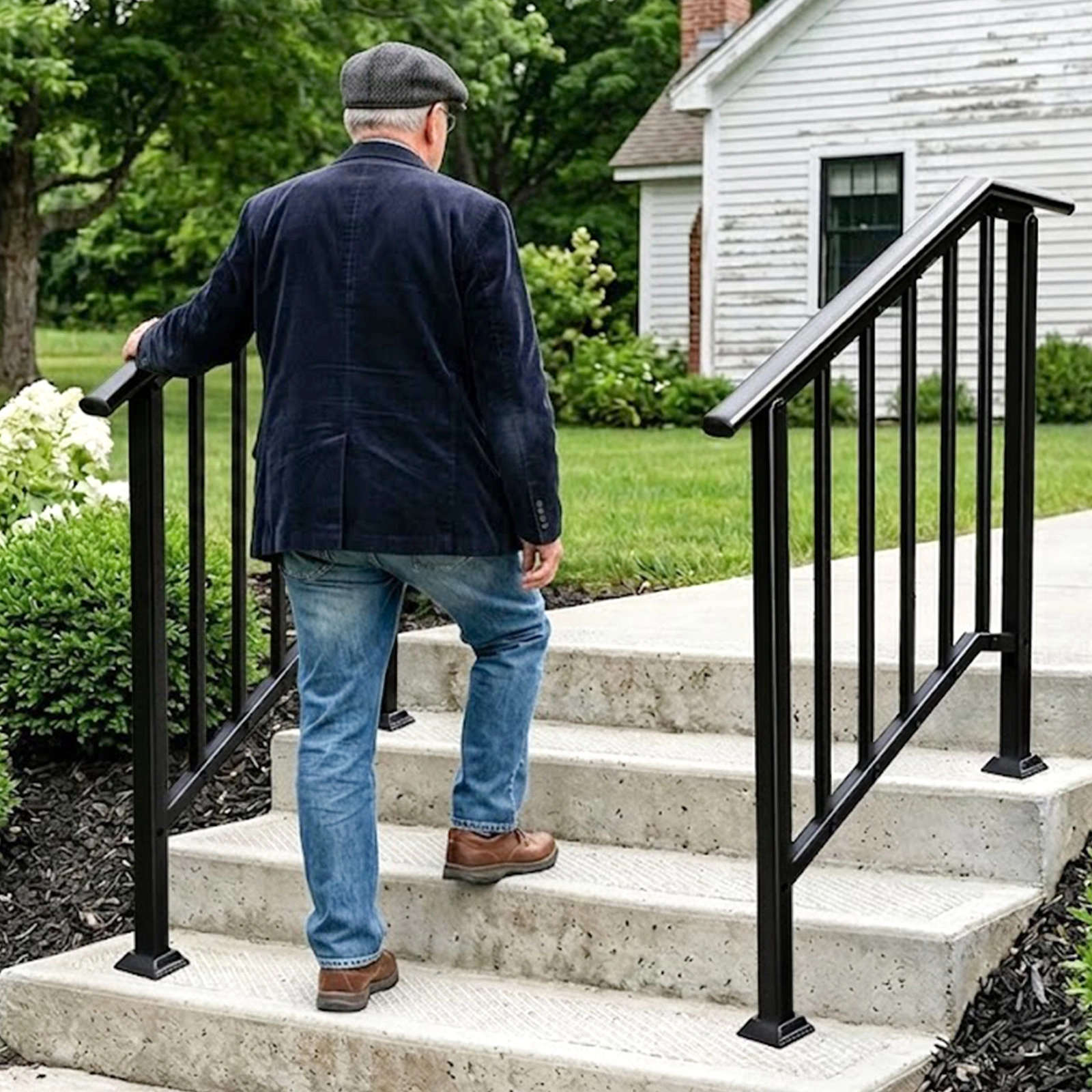 Handrails for Outdoor Steps Fits 2 to 3 Steps view 9