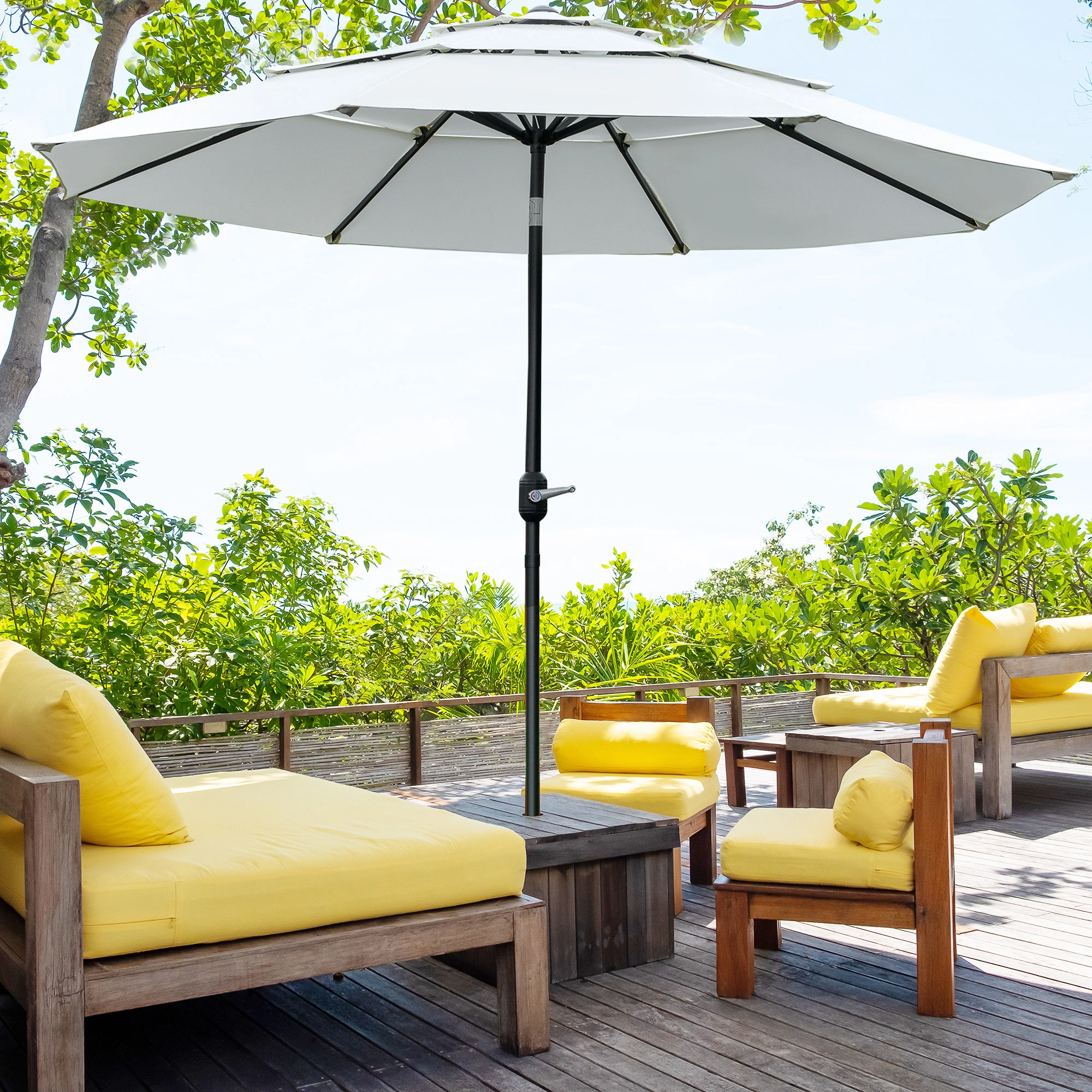 Outdoor Beach Sun Umbrella - Large UV Protection Canopy, Portable Wind-Resistant Shade Umbrella for Beach, Pool & Garden