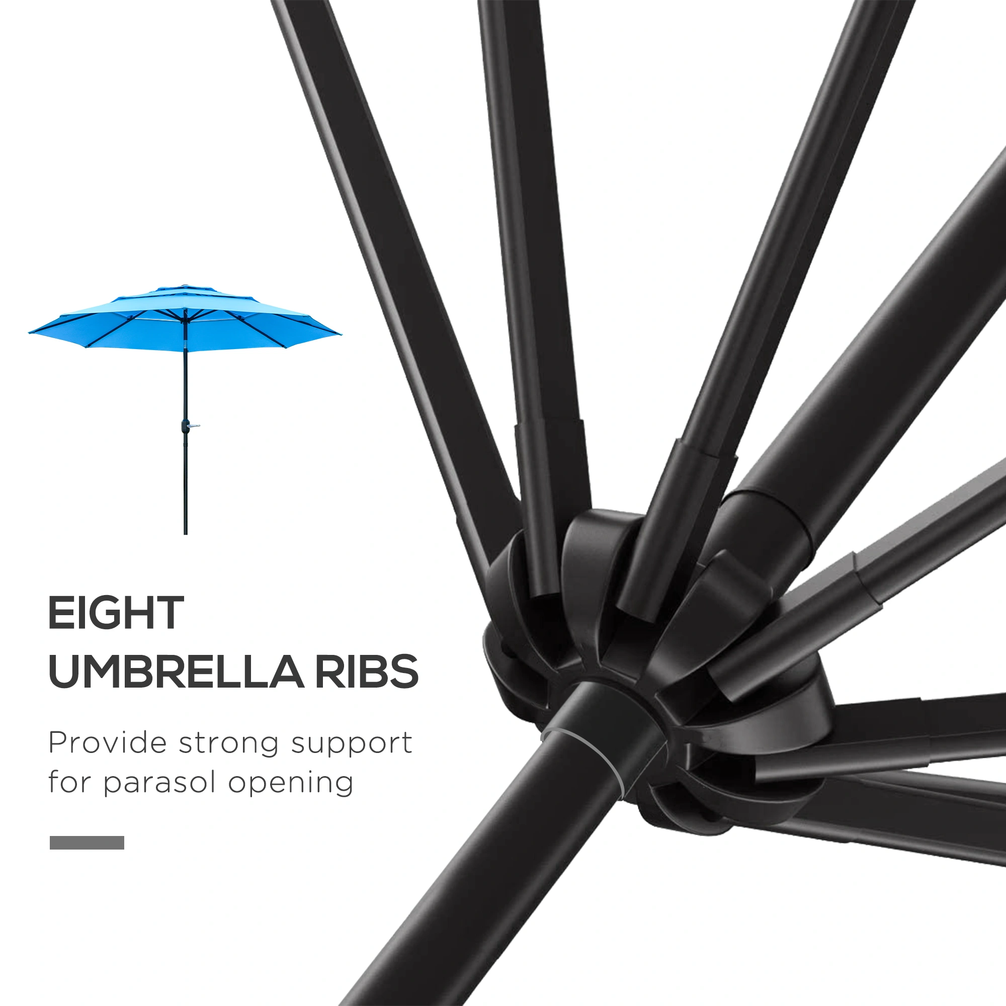 Outdoor Beach Sun Umbrella - Large UV Protection Canopy, Portable Wind-Resistant Shade Umbrella for Beach, Pool & Garden view 3