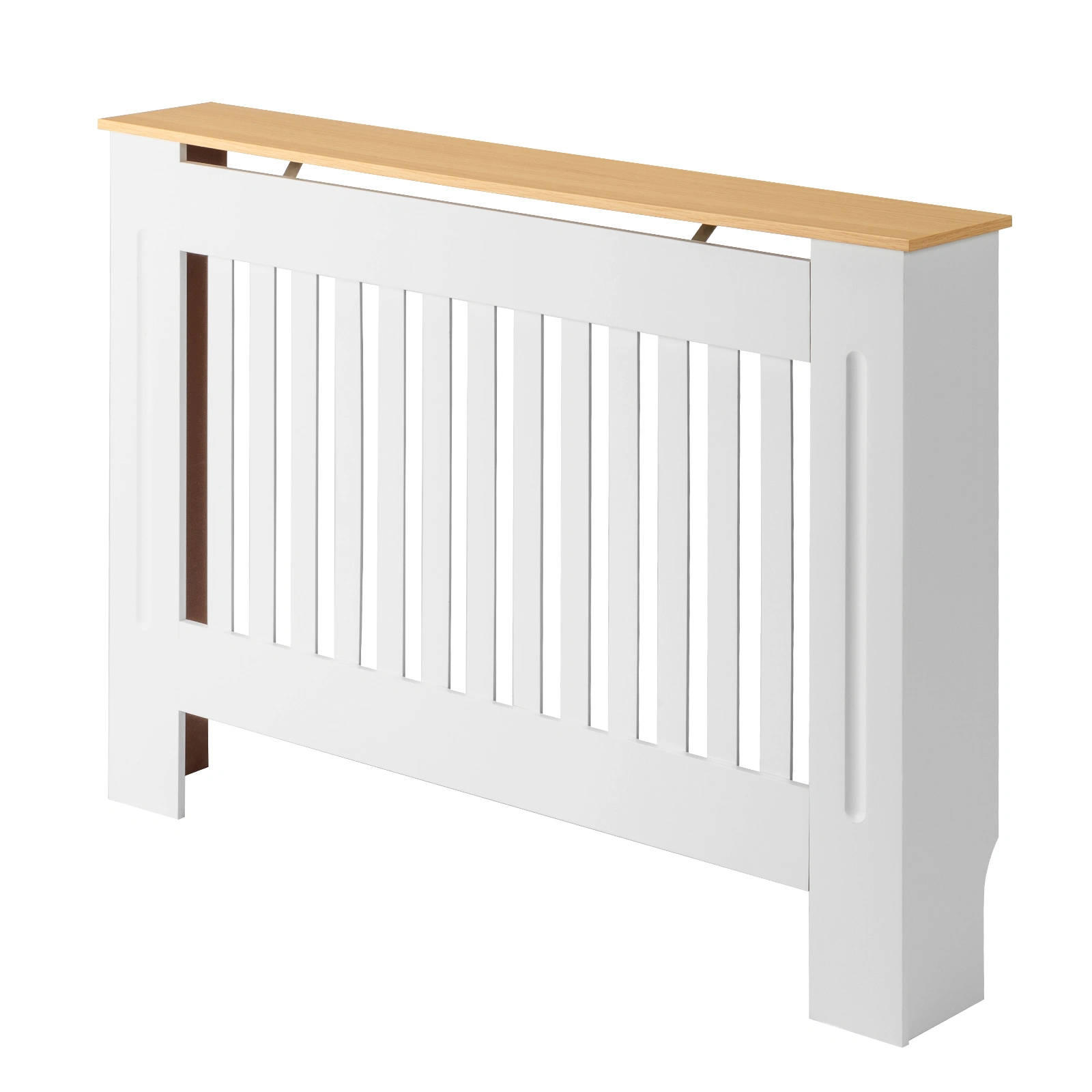 White Radiator Cover, Traditional Vertical Stripe Design, Ventilated MDF E1 Panel, Medium Size view 2