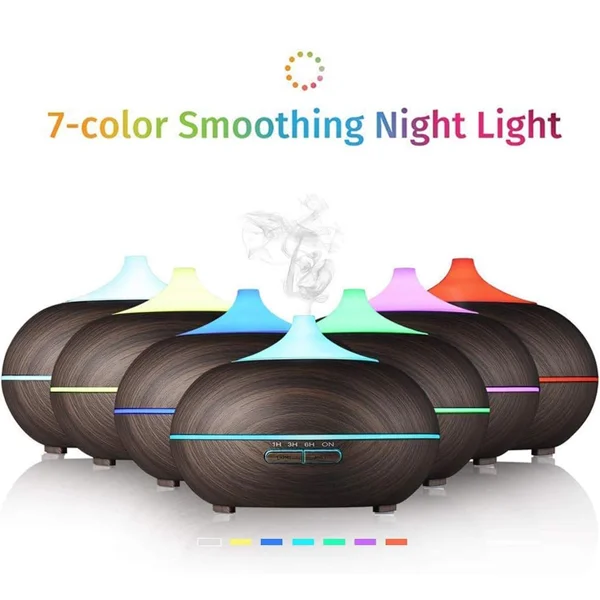 550ML Essential Oil Diffuser BPA Free Ultrasonic Aromatherapy Diffuser, with 7-Color Lights Waterless Auto Shut Off for Home,Room,pet Room - Black view 4