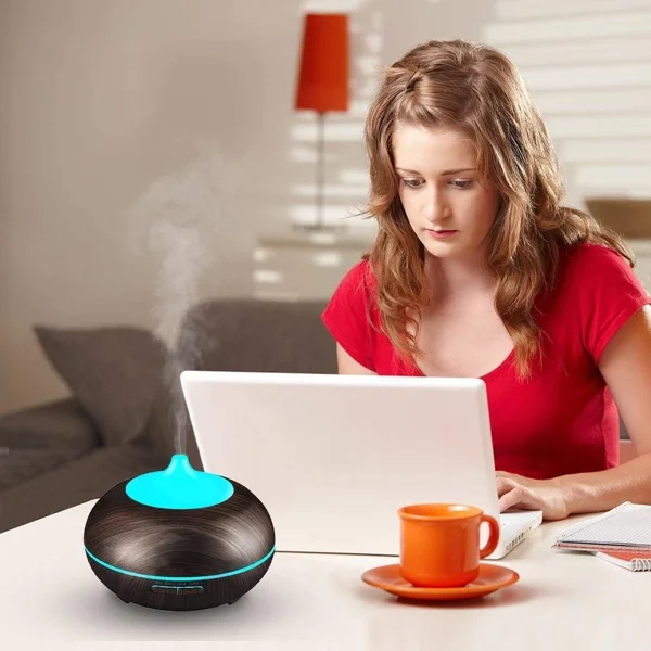 550ML Essential Oil Diffuser BPA Free Ultrasonic Aromatherapy Diffuser, with 7-Color Lights Waterless Auto Shut Off for Home,Room,pet Room - Black view 5
