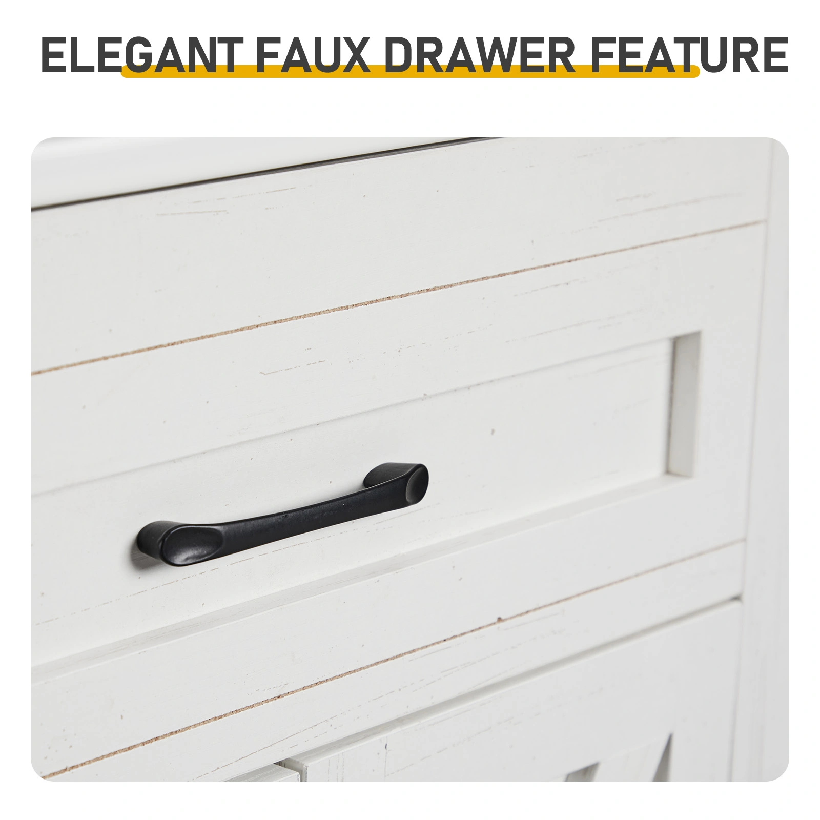 Washed white particleboard with melamine veneer, barn double door with U-shaped internal shelves, washbasin cabinet, 61*47*85cm (24 inches) view 9