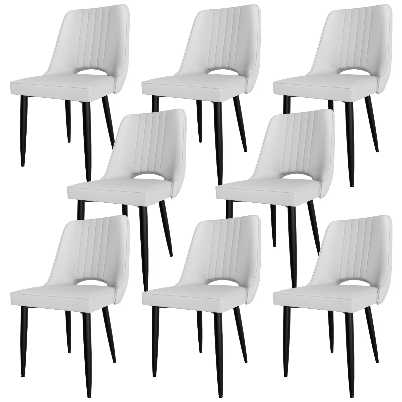 8er Set Esszimmerstühle Kunstleder Hochlehner Gepolstert, Moderne Küchenstühle mit Metallbeinen, Essestuhl für Wohnzimmer & Küche