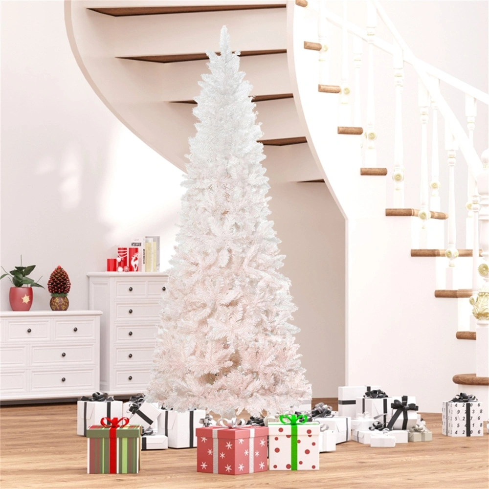 7FT Christmas Tree with Stand, Pre-Lit Artificial Pine Tree, Full Holiday Decor for Home, Party, Living Room view 2