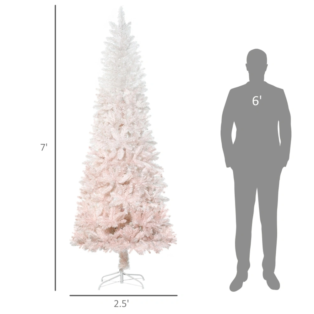 7FT Christmas Tree with Stand, Pre-Lit Artificial Pine Tree, Full Holiday Decor for Home, Party, Living Room view 3