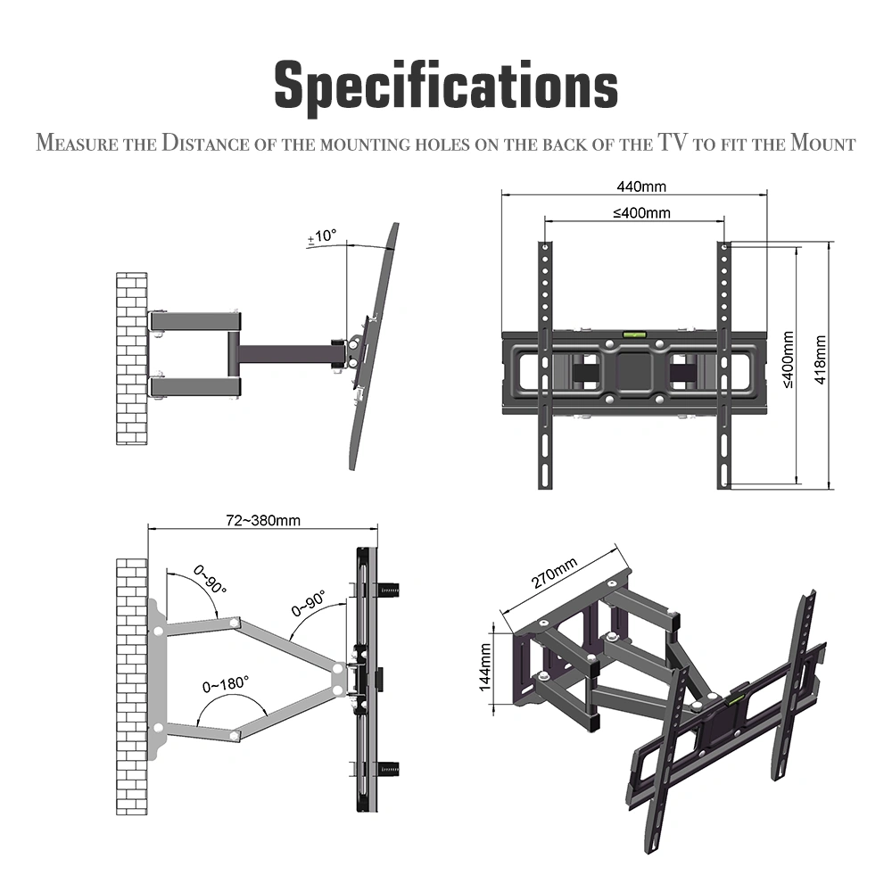 LEADZM 26-55 Inch Double Pendulum Large Base TV Stand TMDS-105 Bearing 40Kg/Vese400*400/Upper And Lower-10~ 10° view 2