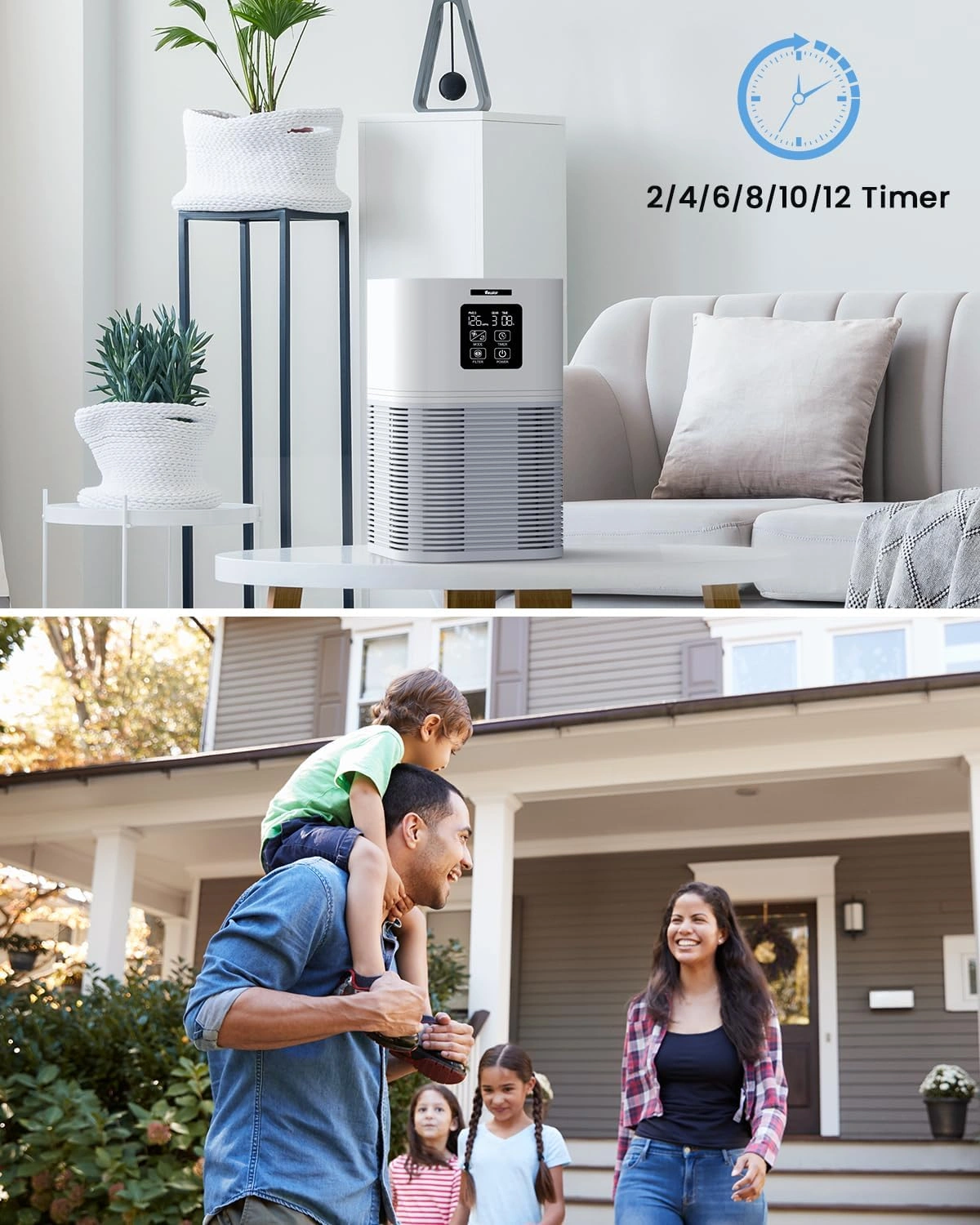 VEWIOR 2 in 1 Air Purifier H13 True HEPA Filter, Quiet Air Cleaner with Aromatherapy Diffuser & Auto Mode for Home Office Bedroom, Allergies Pets Hair Odor Eliminator view 8
