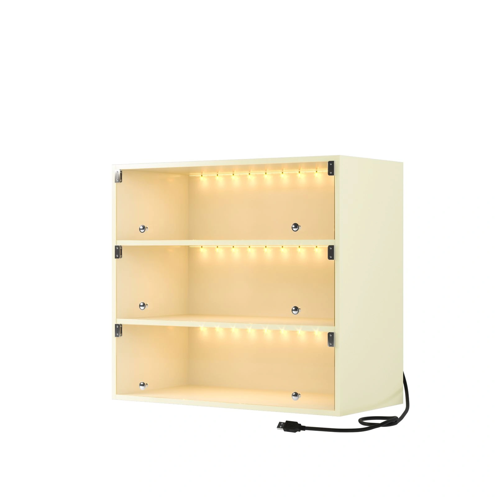 Off white LED light shoe box three layers with glass doors (1 Piece box) view 5