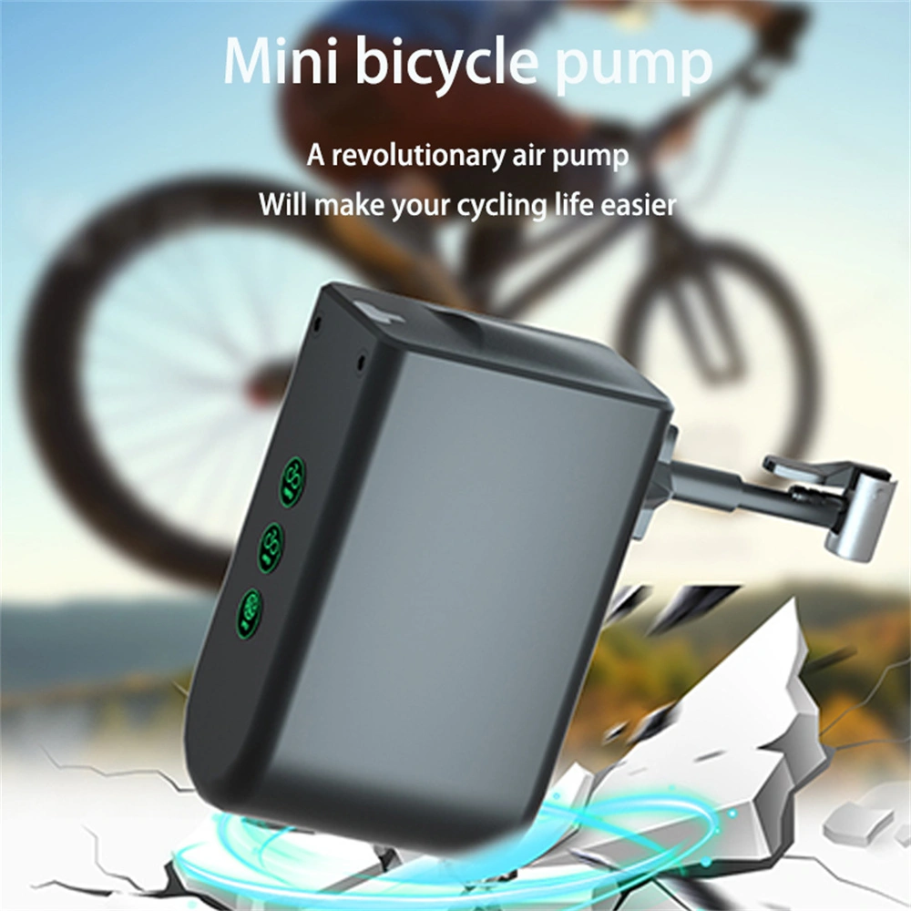 Portable Electric Bike Pump 120 PSI Digital Tire Inflator Auto Shut-Off Presta Schrader Valve 500mAh