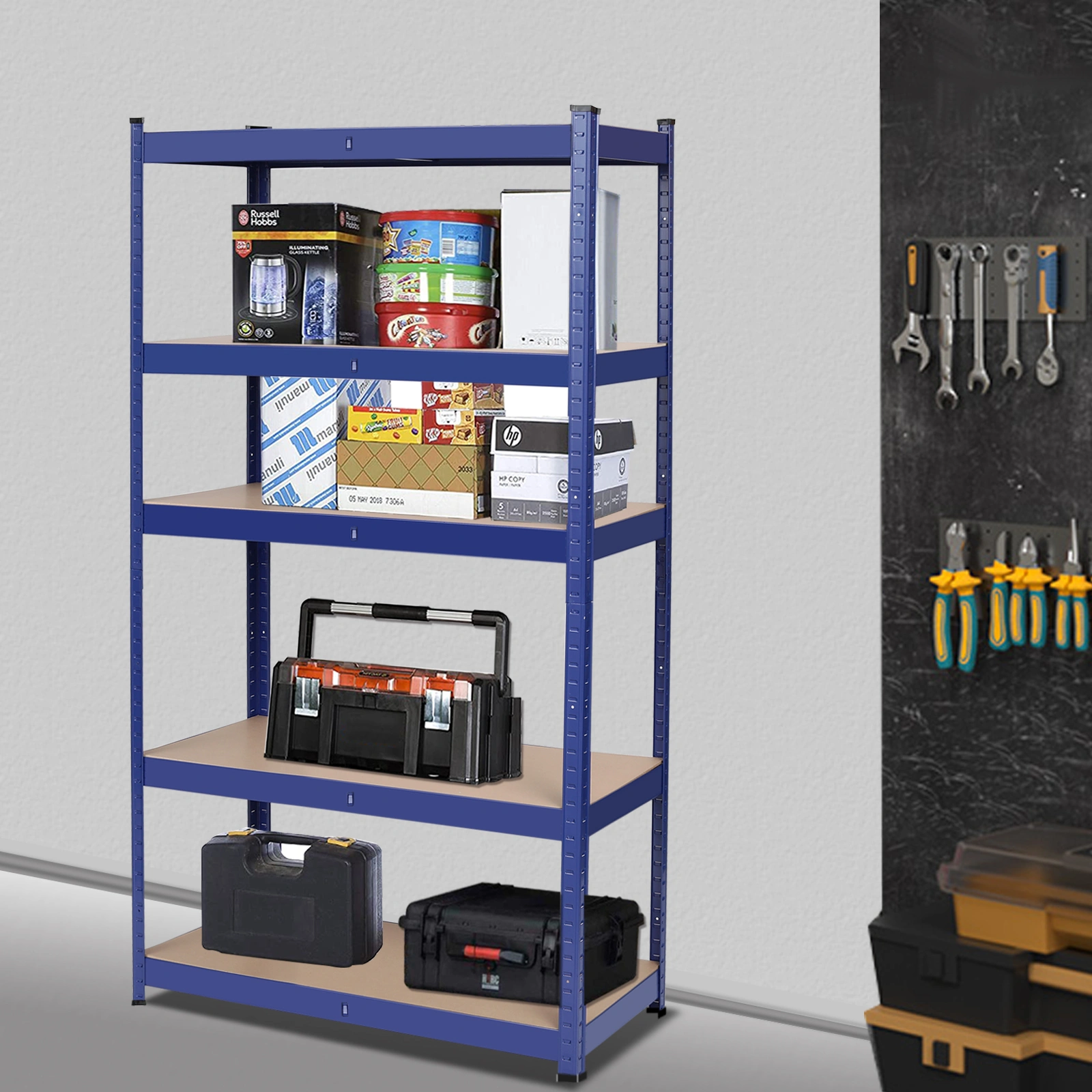 Heavy Duty Metal Garage Shelving Unit, Blue Boltless Storage Shelf Rack for Shed & Workshop view 2
