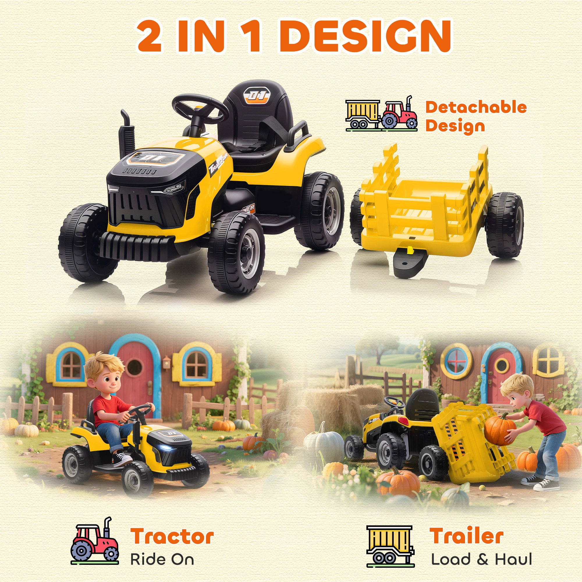 Electric Truck Car for Kids, Ride-On Vehicle with Remote Control, LED Lights, Music, Rechargeable Battery view 4