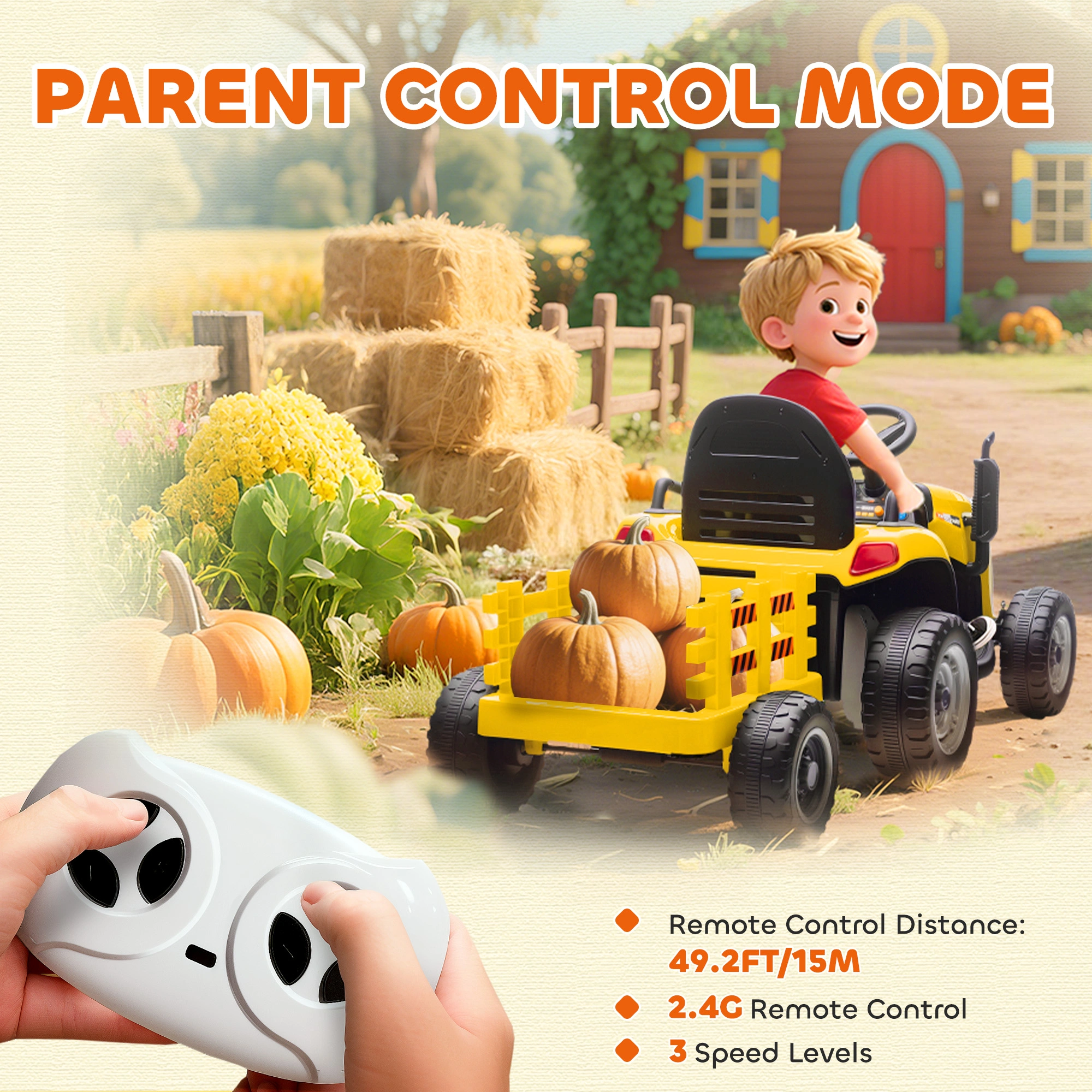 Electric Truck Car for Kids, Ride-On Vehicle with Remote Control, LED Lights, Music, Rechargeable Battery view 5