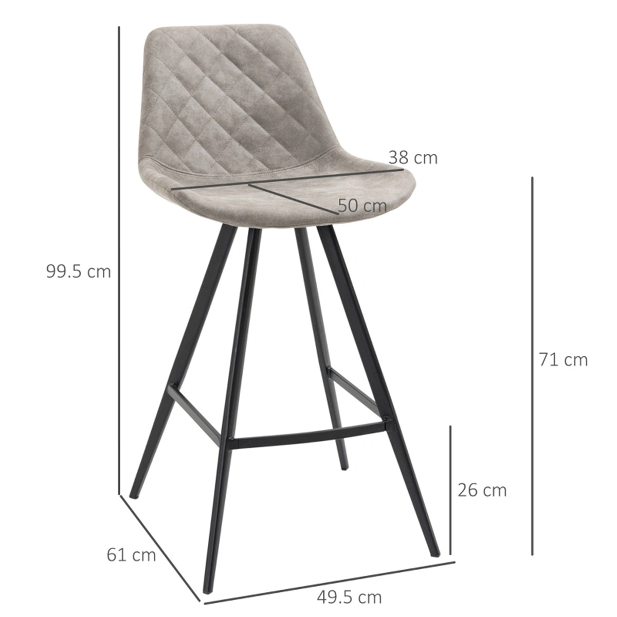 Industrial Bar Stool 24"H,Vintage Dining Chair with Padded Seat,Swivel Office Chair,Brushed Nickel Finish,Foot-Ring Base,Weight Capacity 300lbs view 2