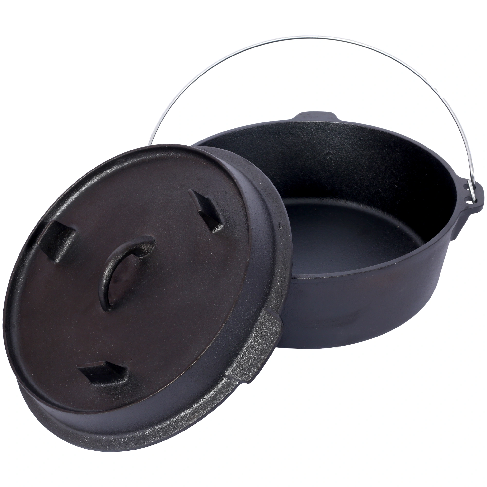 Pre-Seasoned Cast Iron Dutch Oven 6 Quart with Skillet Lid & Pot Rack, Camping Cookware for Fireplace, BBQ, Campfire Baking & Outdoor Cooking