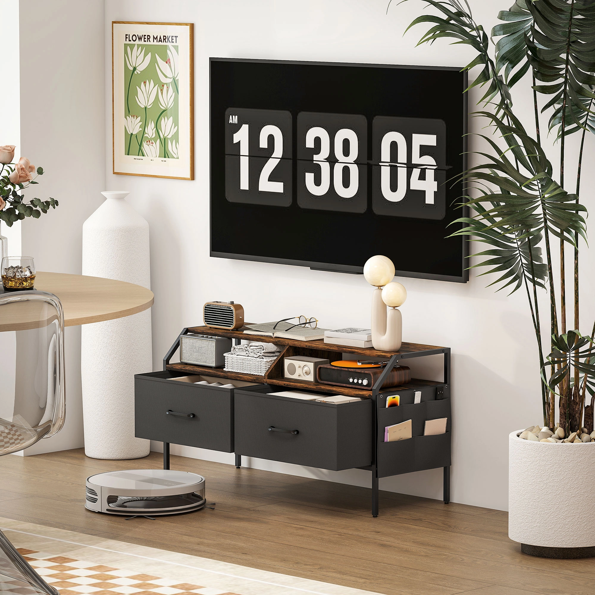 TV Stand TV Cabinet for 55 Inch Television, Modern Entertainment Center with Storage Shelves view 5
