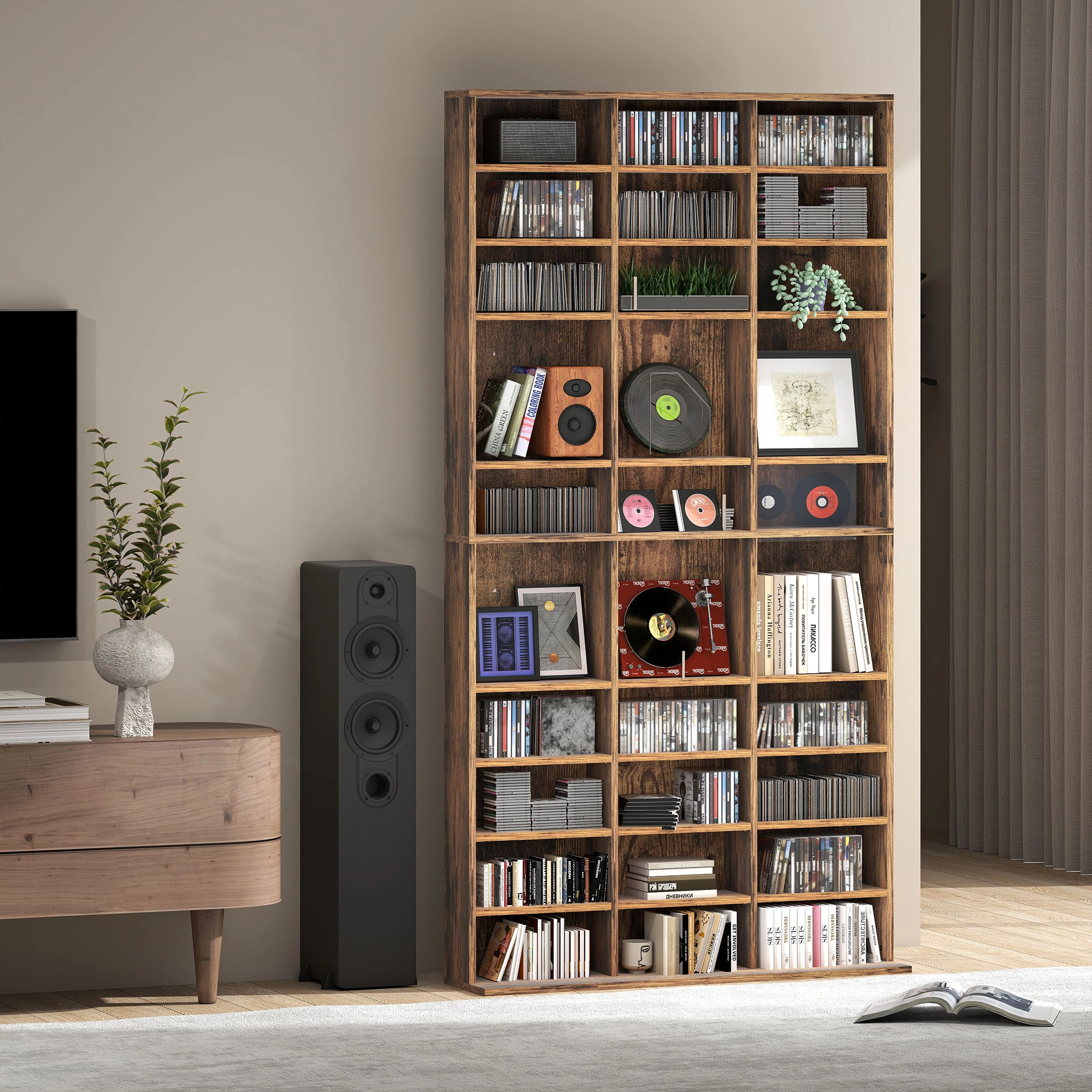 Industrial Bookshelf Storage Cabinet, 5-Tier Open Shelf Bookcase with Metal Frame, Multi-Layer Home Office Reading Rack, White view 3