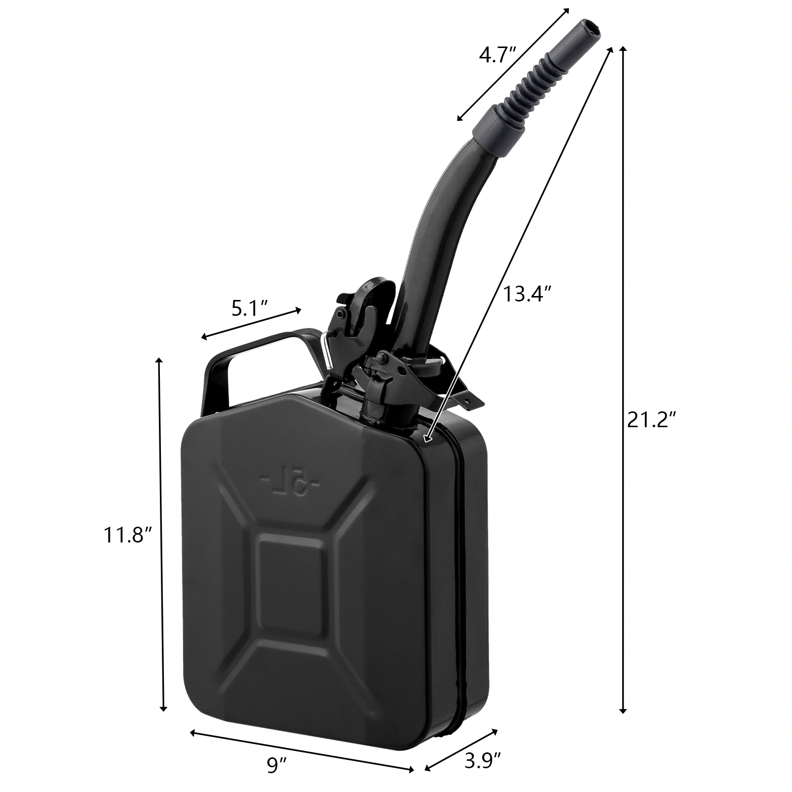 1PC 5L Black Iron Oil Can with 0.6mm Spout, Heavy-Duty Metal Lubricating Oil Dispenser view 2