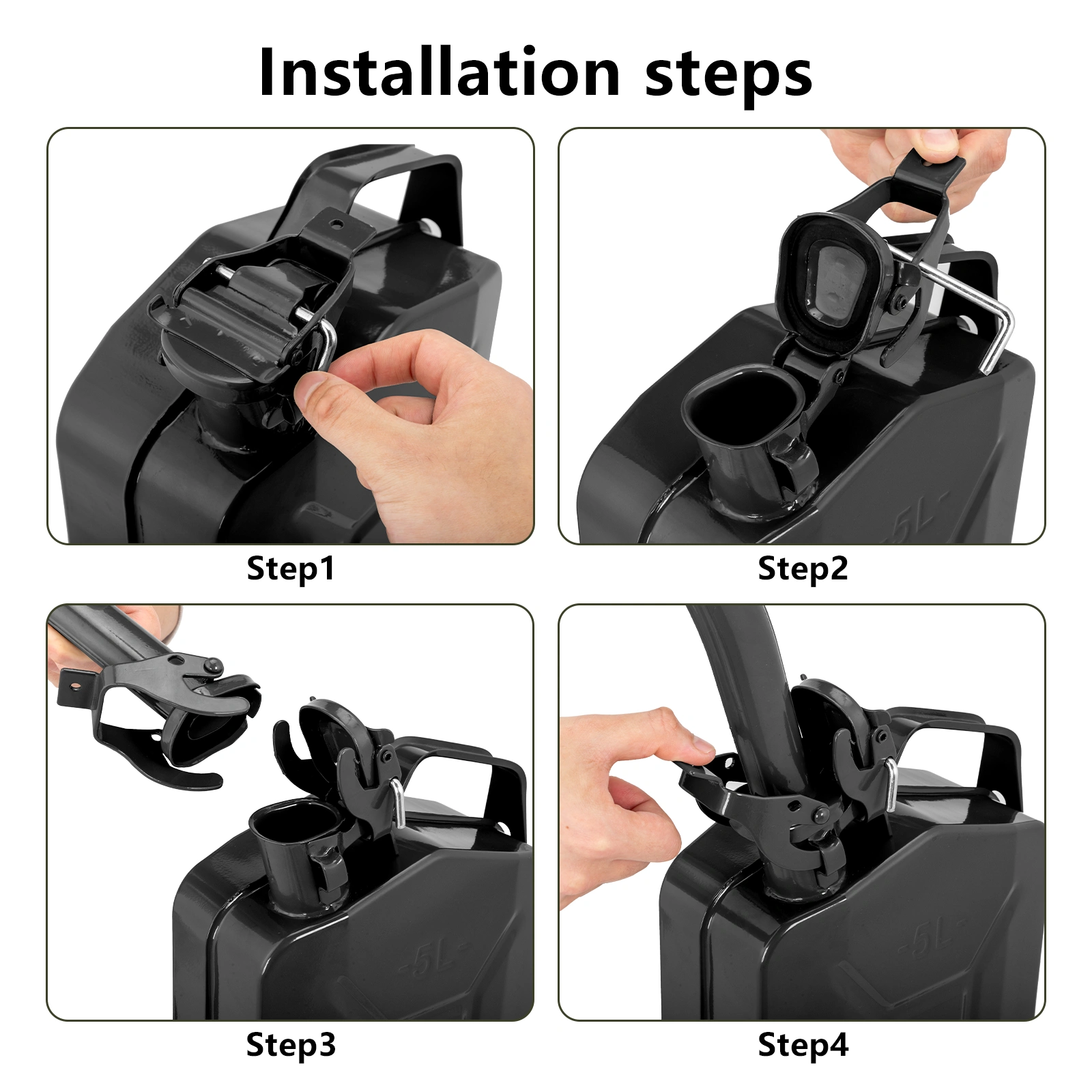 1PC 5L Black Iron Oil Can with 0.6mm Spout, Heavy-Duty Metal Lubricating Oil Dispenser view 4