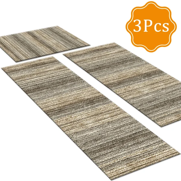 Three-piece kitchen rug set, non-slip and washable, abstract pattern kitchen hallway rug, soft and comfortable, suitable for sinks, floors, entrances, hallways and bathrooms. view 2