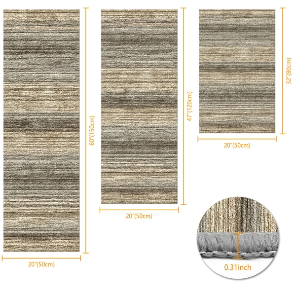 Three-piece kitchen rug set, non-slip and washable, abstract pattern kitchen hallway rug, soft and comfortable, suitable for sinks, floors, entrances, hallways and bathrooms. view 3