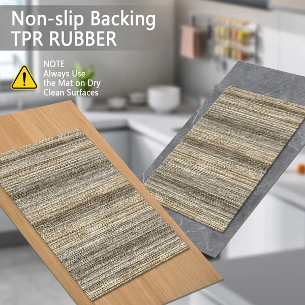 Three-piece kitchen rug set, non-slip and washable, abstract pattern kitchen hallway rug, soft and comfortable, suitable for sinks, floors, entrances, hallways and bathrooms. view 4