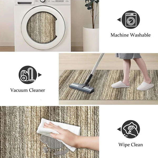 Three-piece kitchen rug set, non-slip and washable, abstract pattern kitchen hallway rug, soft and comfortable, suitable for sinks, floors, entrances, hallways and bathrooms. view 6