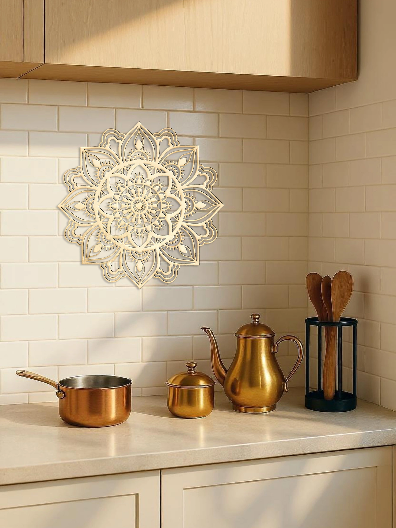 CIFbuy Marrakech Moon Wall Art Hand-Hammered Moroccan Indian Fusion Metal Mandala Enchanting Bohemian Sanctuary Centerpiece for Living Rooms Bedrooms(TikTok/temu self-pickup orders) view 6