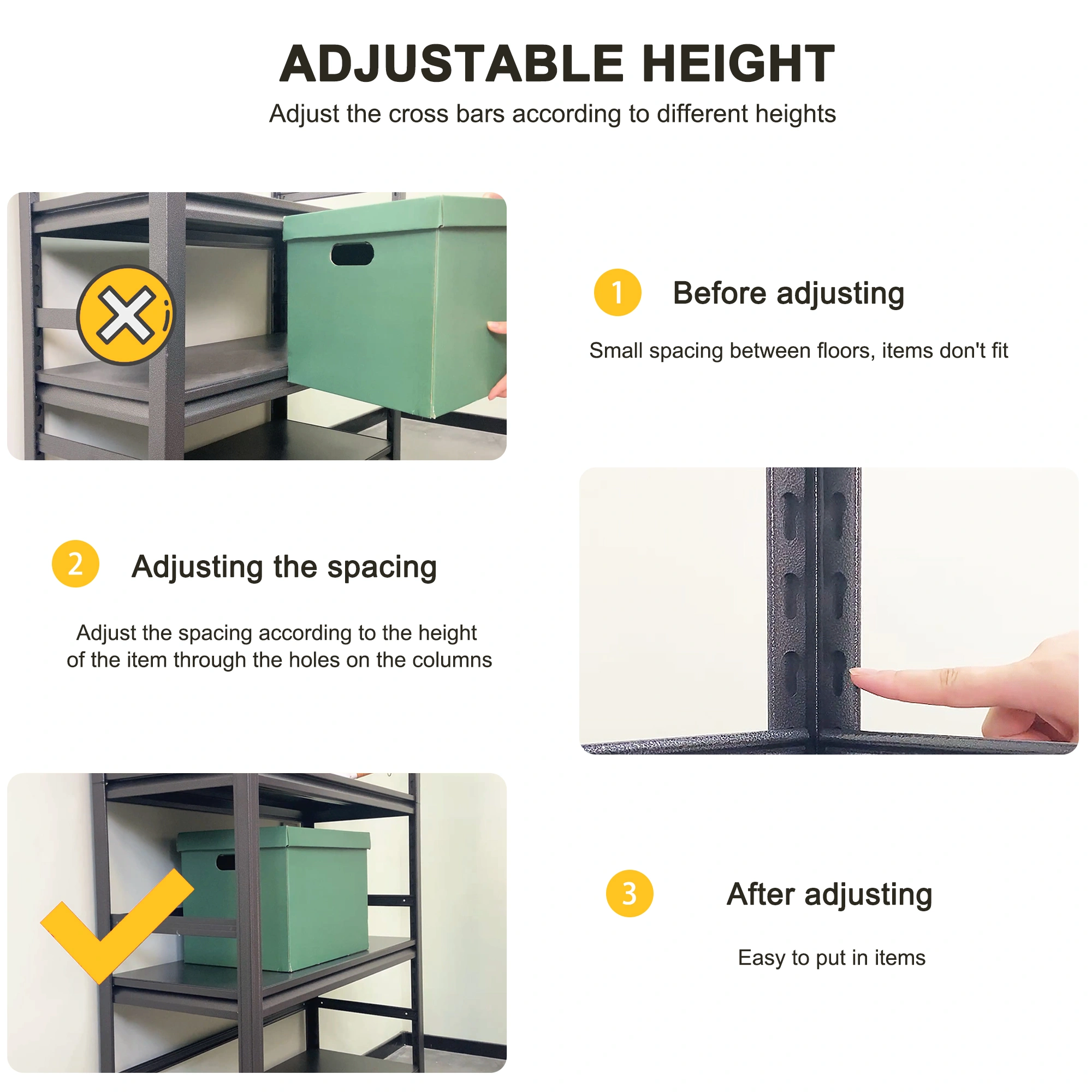 H72 * W47.2 * D23.6 Storage Shelves 5 Tier Heavy Duty Metal Shelving Unit Adjustable Shelving Units and Storage Rack Kitchen Garage Shelf view 6
