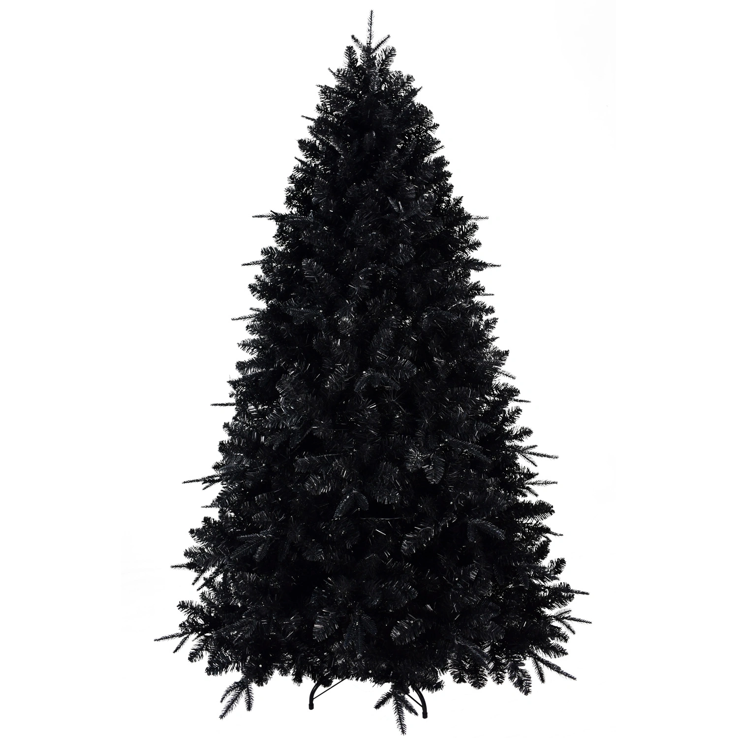 5FT Black Artificial Christmas Tree with 250 White LED Lights, 1076 Tips PE+PVC Pre-Lit Hinged Holiday Tree with Metal Stand for Home Indoor Decor view 9