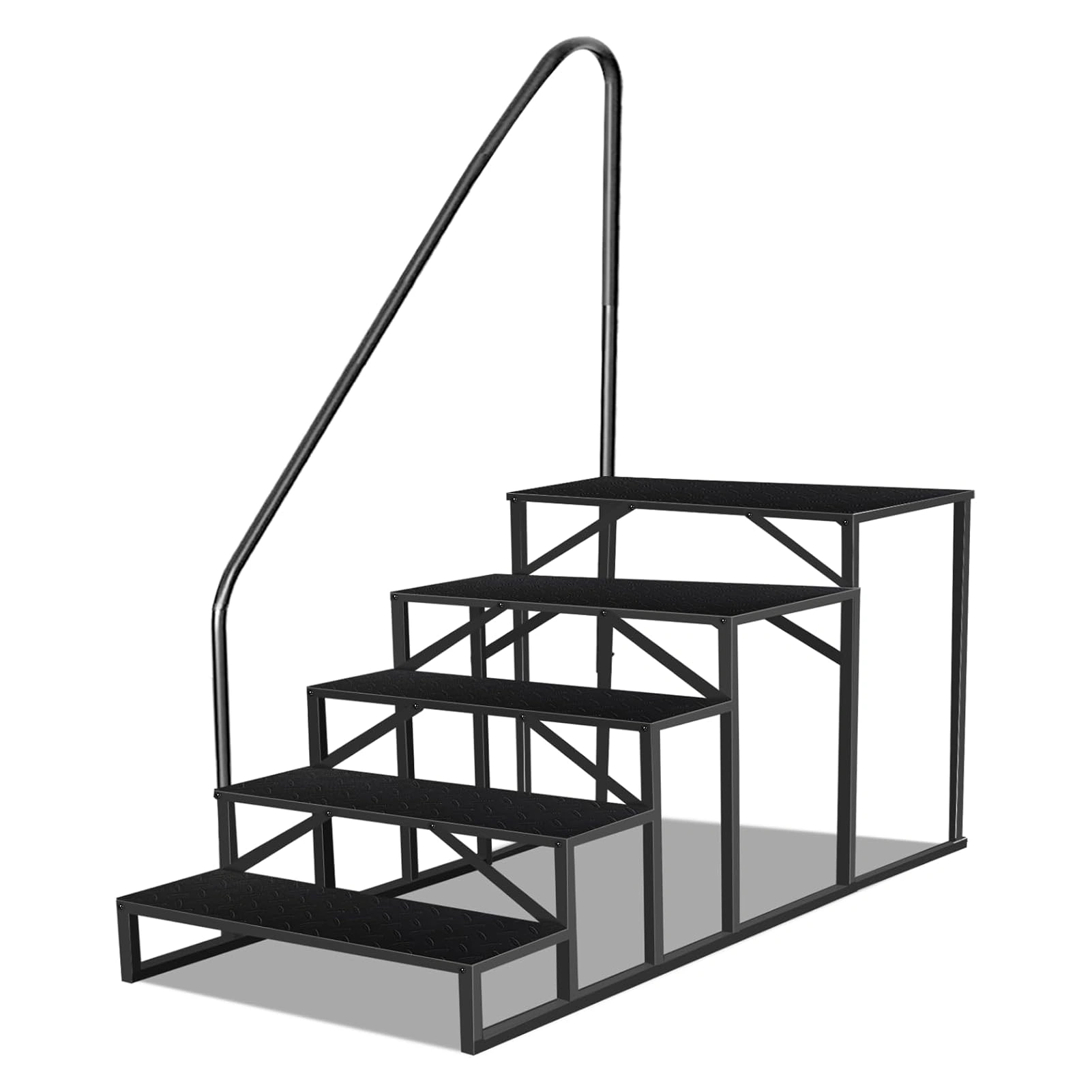5-Step Ladder with Handle, RV Step Stool, Pet Stairs, Steel Household Step Ladder Hocker, Max 300kg for Spa, Courtyard, Mobile Home