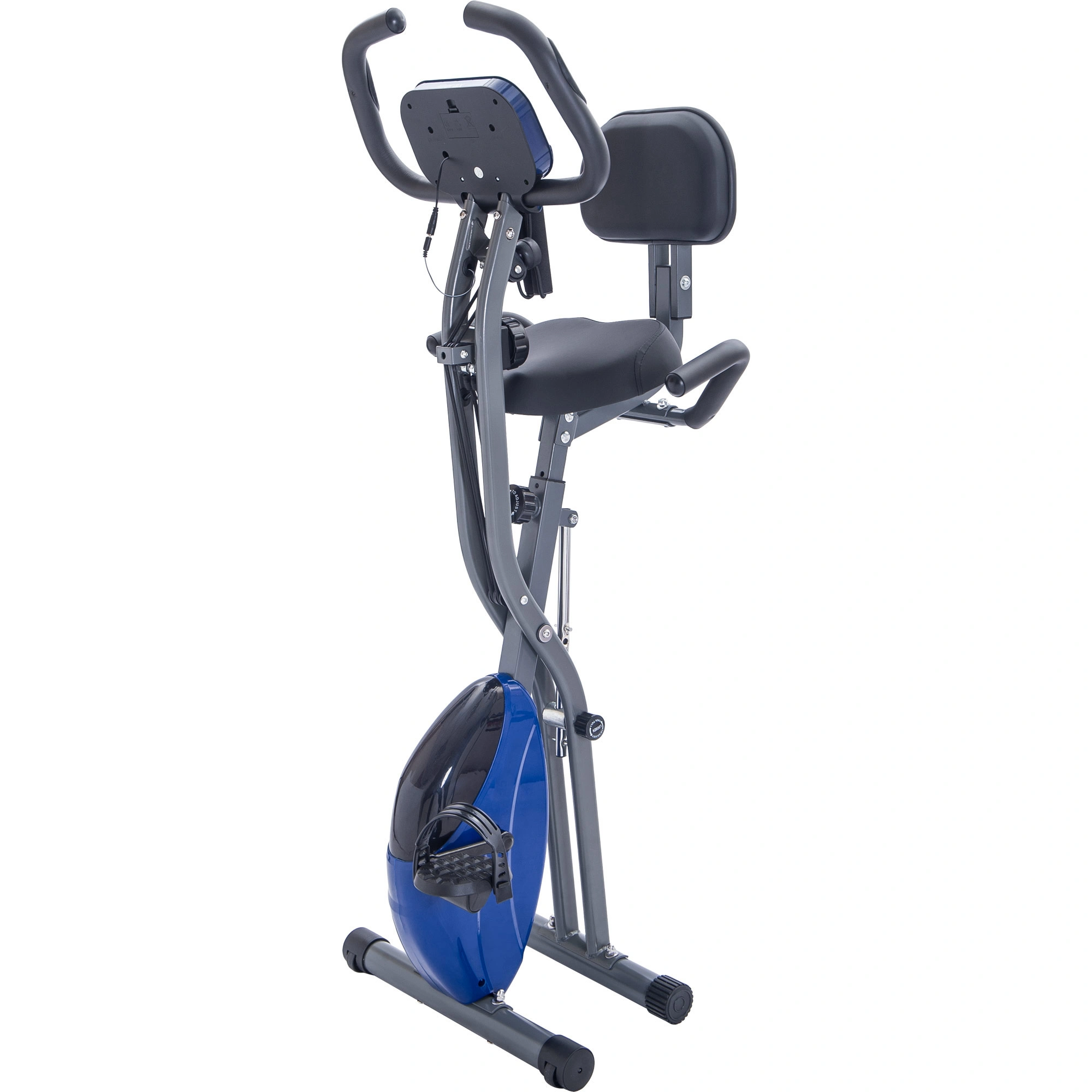 Folding Exercise Bike, Fitness Upright and Recumbent with 16-Level Adjustable Resistance, Arm Bands and Backrest view 15