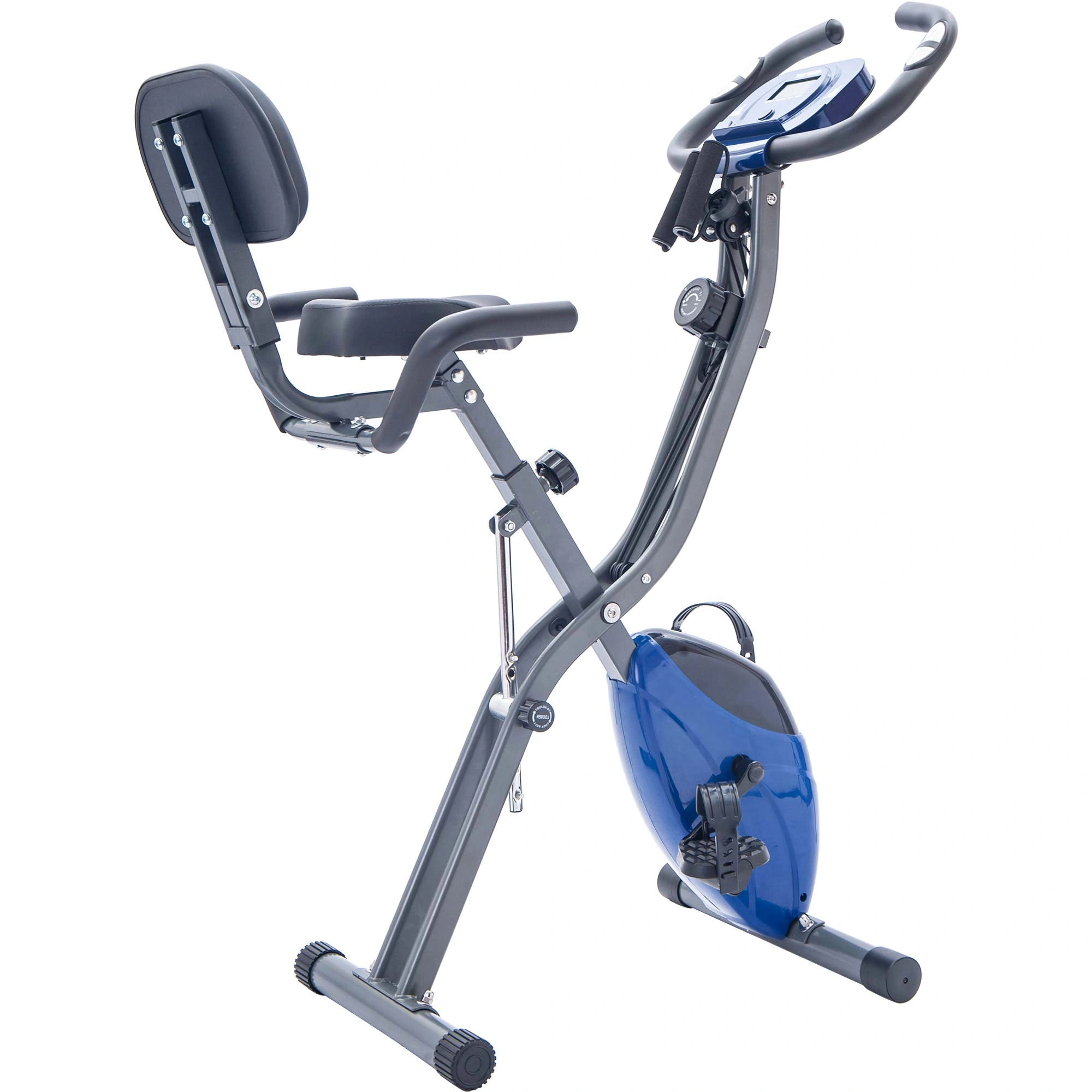 Folding Exercise Bike, Fitness Upright and Recumbent with 16-Level Adjustable Resistance, Arm Bands and Backrest view 3