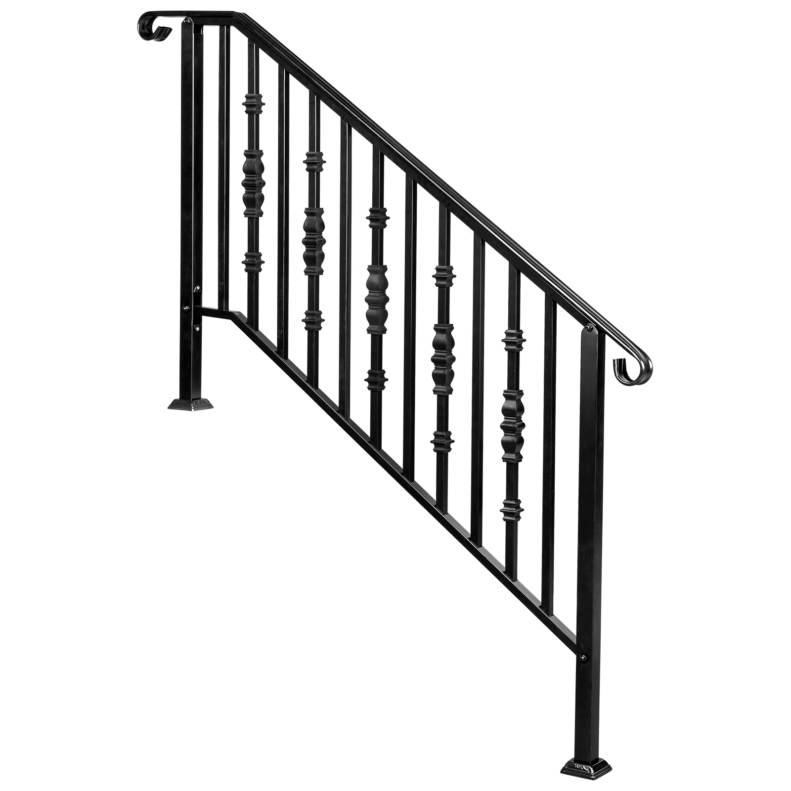 Matte Black Outdoor 4 Level Iron Handrail view 2