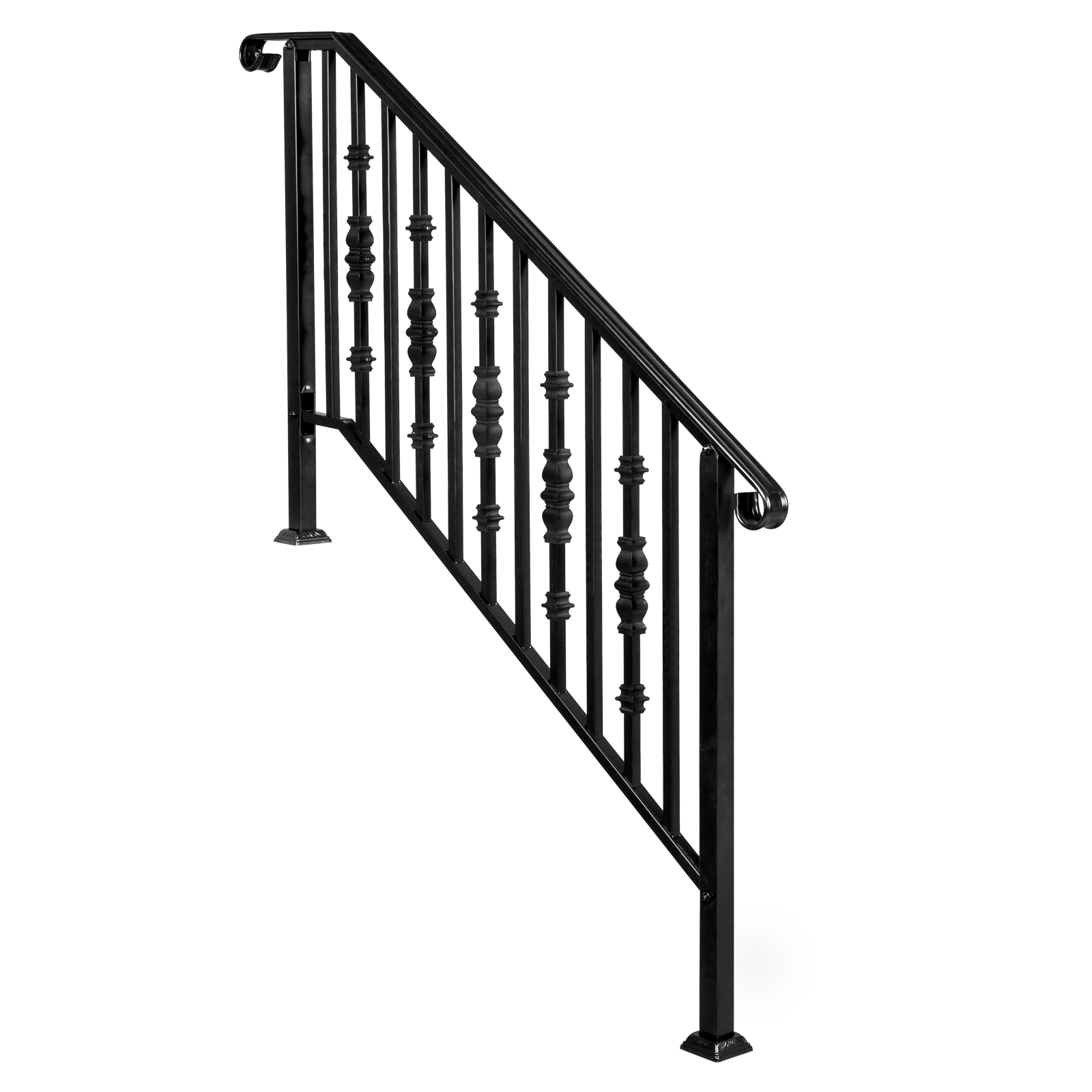 Matte Black Outdoor 4 Level Iron Handrail view 3