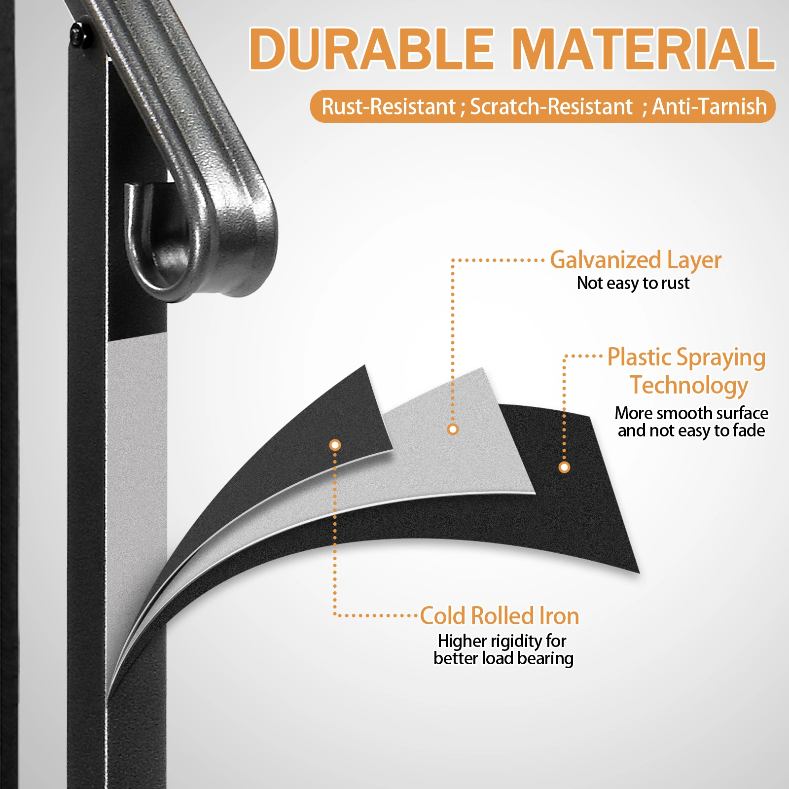 Matte Black Outdoor 4 Level Iron Handrail view 5