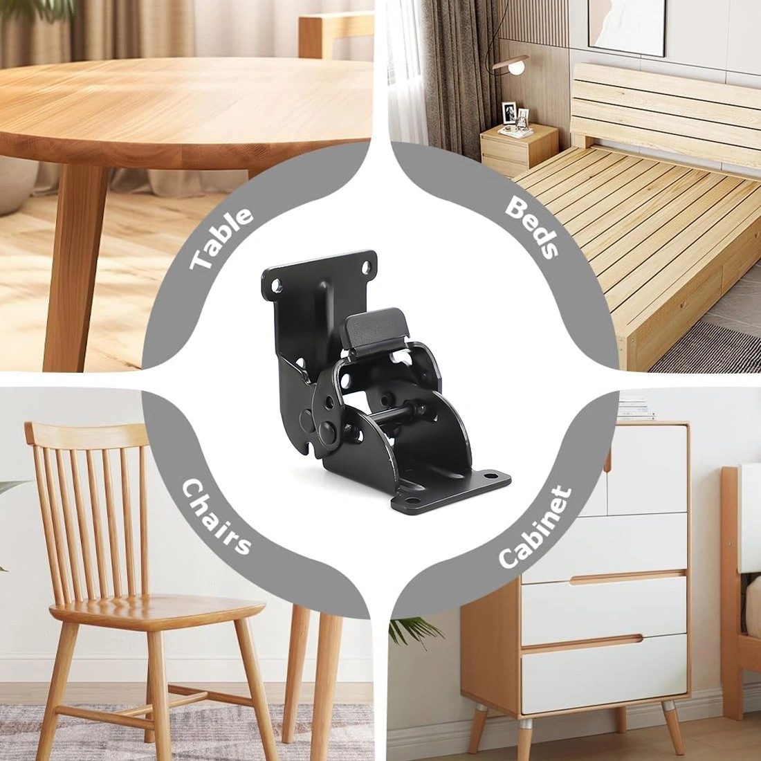 4x 90 Degree Self-Locking Hinges for Folding Table Chair Legs, Heavy Duty Bracket Hardware Replacement Parts