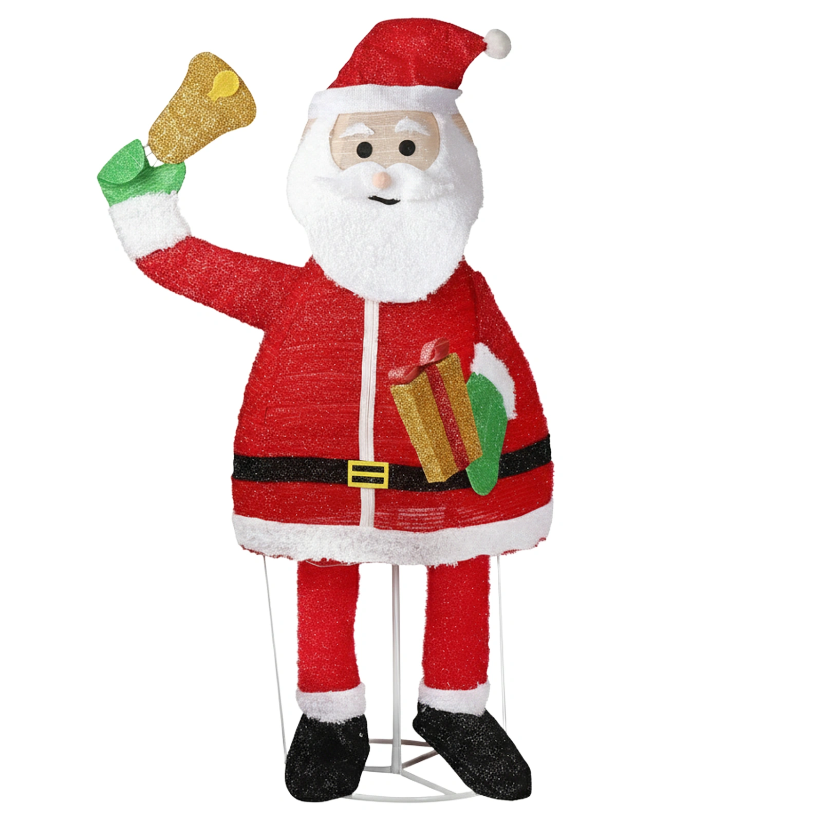 8M Lighted Pull-Up Santa Claus Holding Bell Christmas Yard Decoration, 200 Warm White LED Pre-Lit Outdoor Indoor Holiday Decor