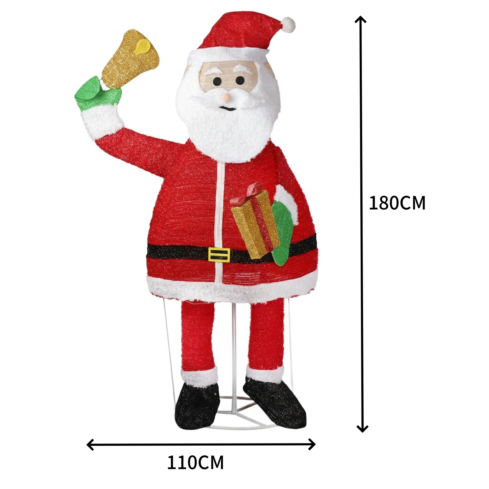 8M Lighted Pull-Up Santa Claus Holding Bell Christmas Yard Decoration, 200 Warm White LED Pre-Lit Outdoor Indoor Holiday Decor view 4