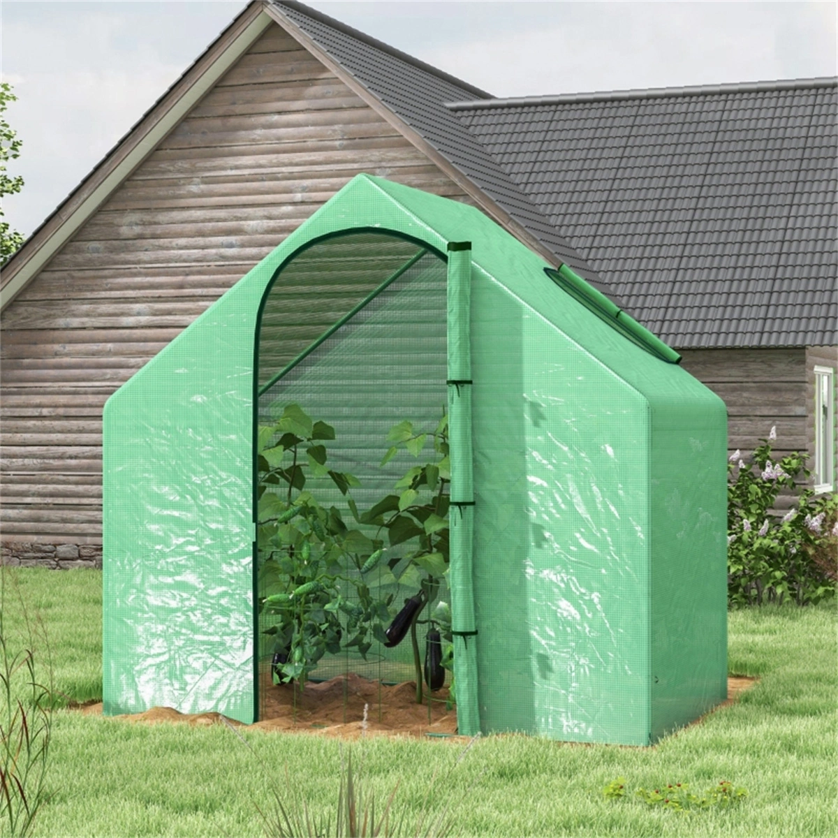 Walk in Greenhouse 8x10 ft, Portable Garden Growing Tent with Double Door, Reinforced Steel Frame, UV-Resistant Cover for Seasonal Plants