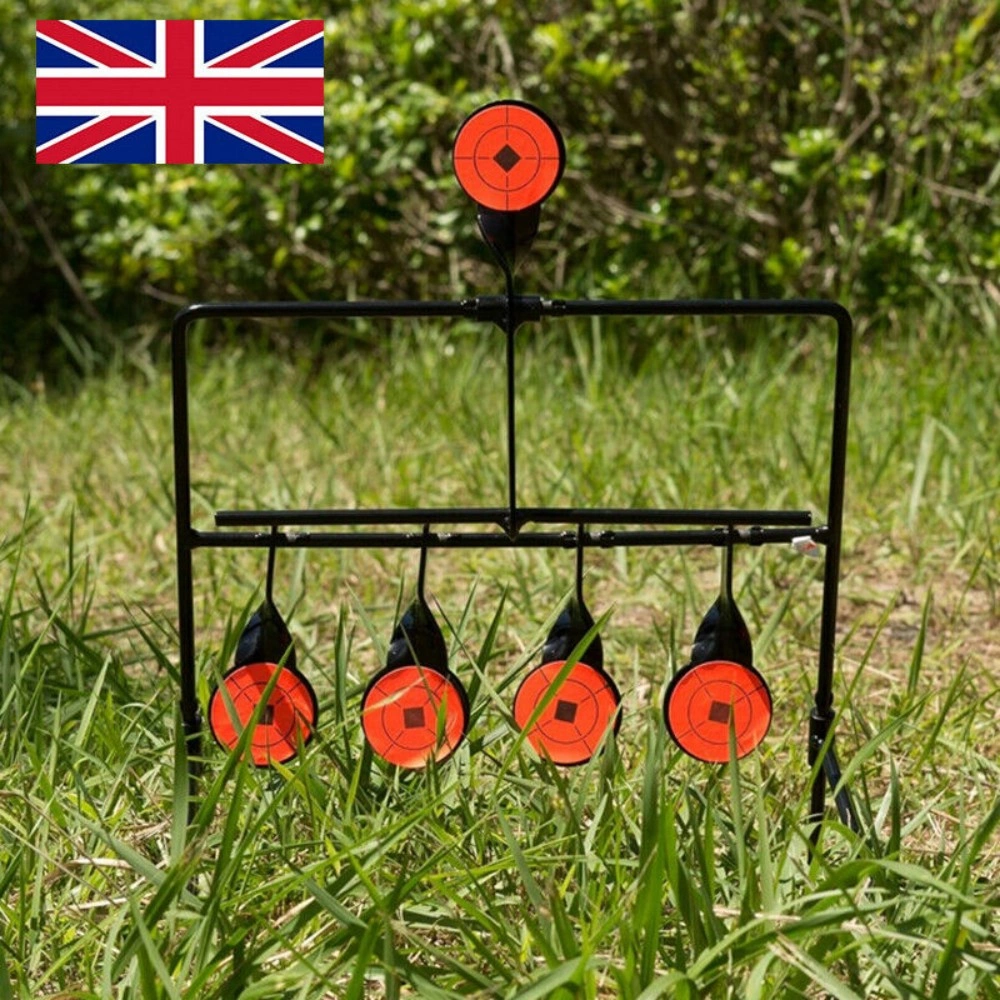 5x Self Resetting Spinning Metal Targets, Air Rifle Shooting Swing Reactive Target Set view 2