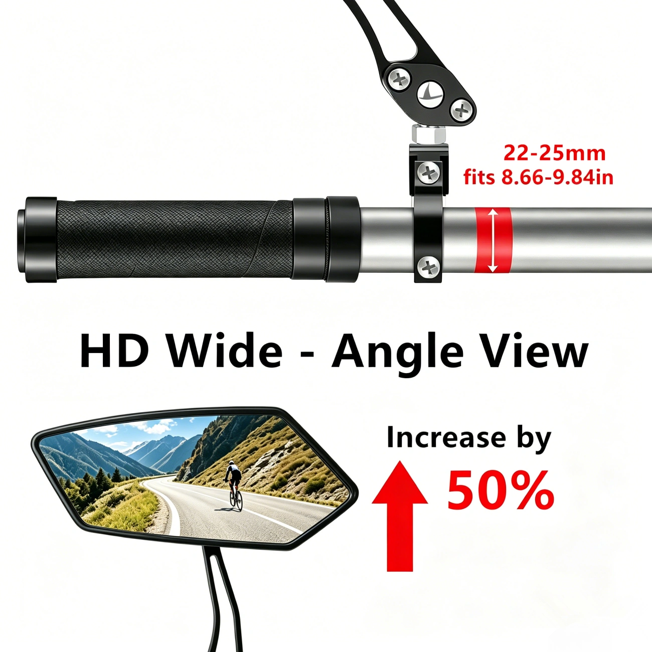 1 Pair Bike Rear View Mirror Rotatable Diamond Handlebar Mirror for MTB Road Cycling Bicycle Glass Lens US Shipping view 4