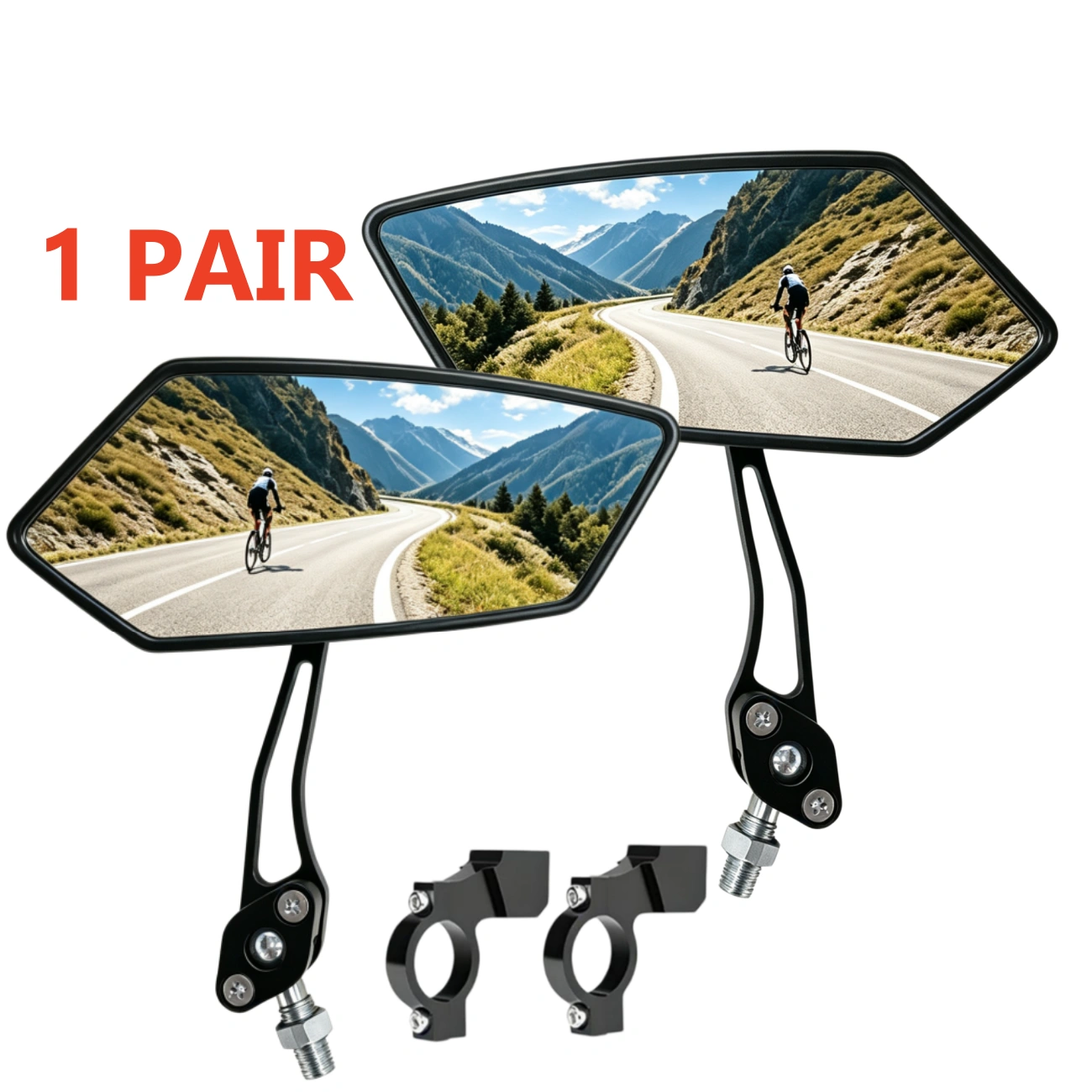 1 Pair Bike Rear View Mirror Rotatable Diamond Handlebar Mirror for MTB Road Cycling Bicycle Glass Lens US Shipping view 7