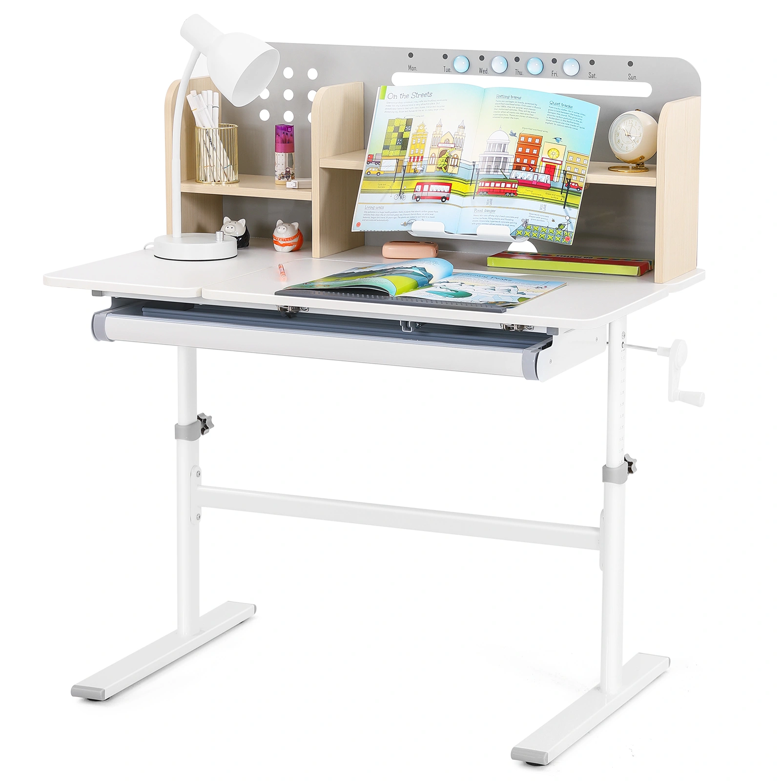 Kids Desk, Modern Study Writing Table with Storage Shelf, Home Office Computer Desk for Adults view 4