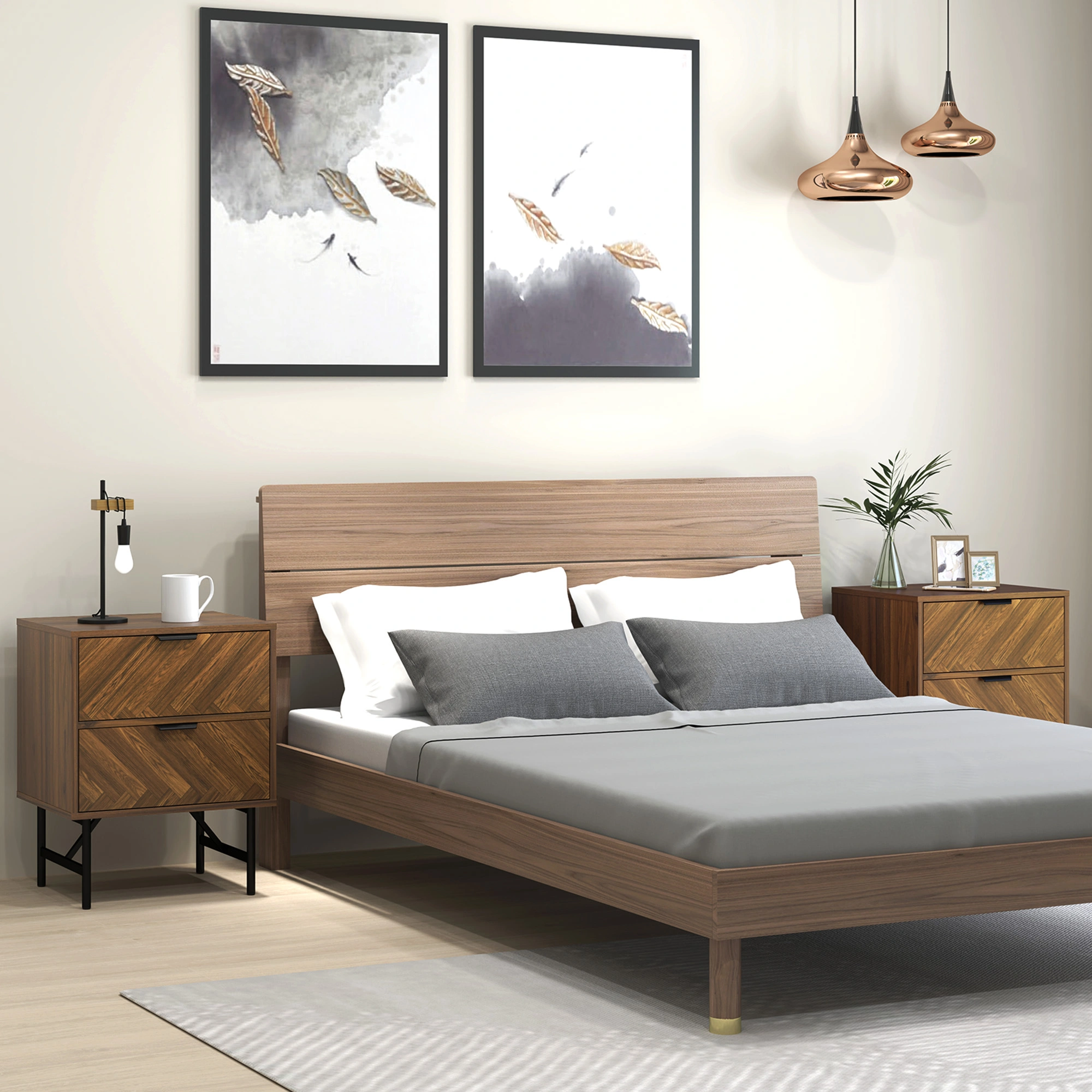 Bedside Tables, Small Nightstand with Shelf, Space-Saving Storage Table, Minimalist Design, Easy Assembly