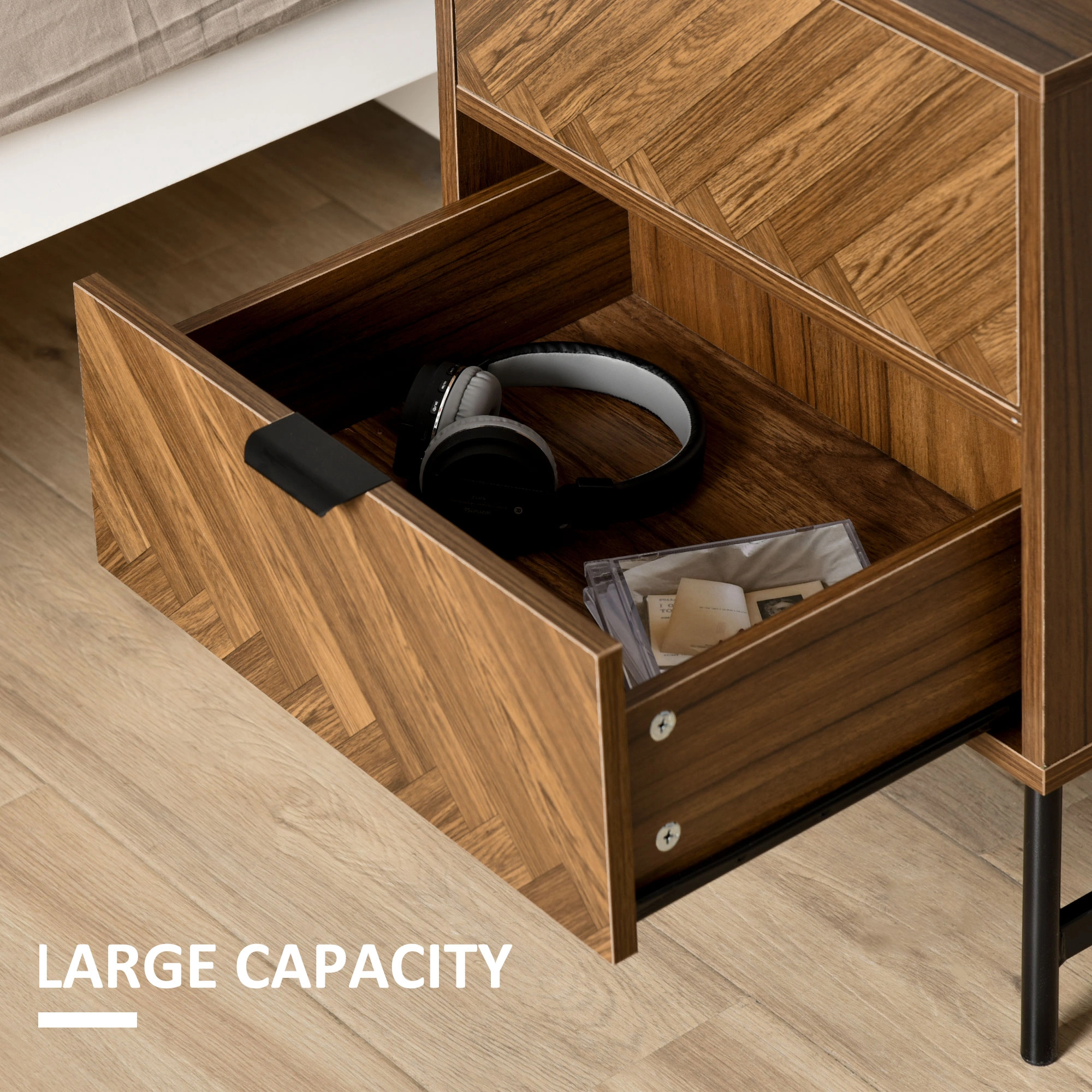 Bedside Tables, Small Nightstand with Shelf, Space-Saving Storage Table, Minimalist Design, Easy Assembly view 3