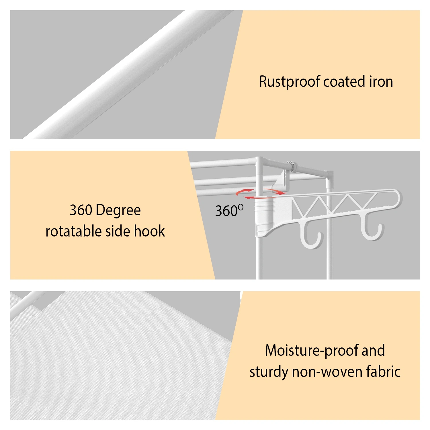 66.1x42.1x14.2in Perfect 4 layers of shelves Closet Organizing rack, weight capacity of the hanging rod and the fabric rack reaches up to 33lbs and 11lbs separately. view 5
